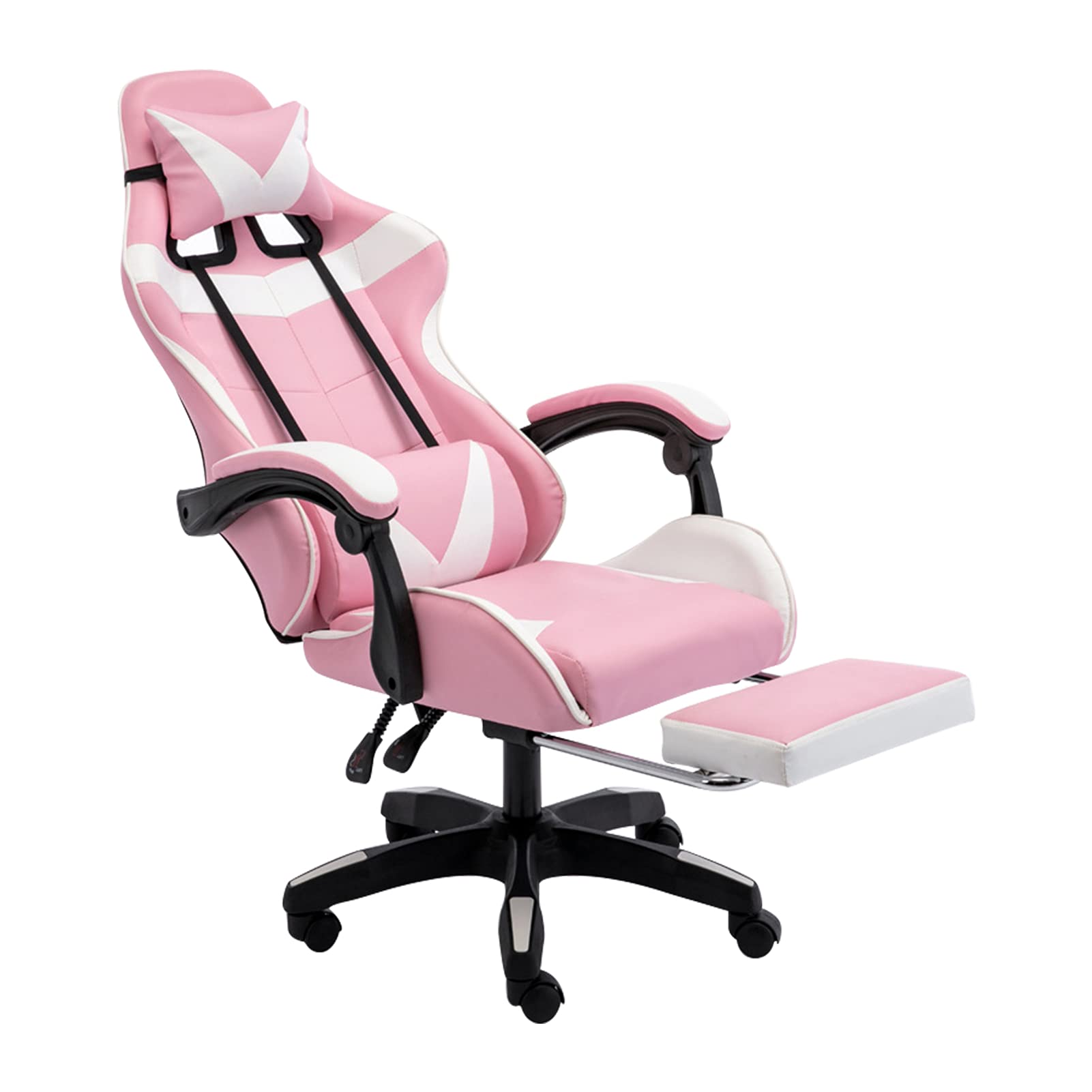 Sibosen Ergonomic Gaming Chair - Reclining Racing Office Chair with Adjustable Headrest & Lumbar Support for Adults & Teens - Pink Computer Desk Chair for Gaming, Working & Home Office Use
