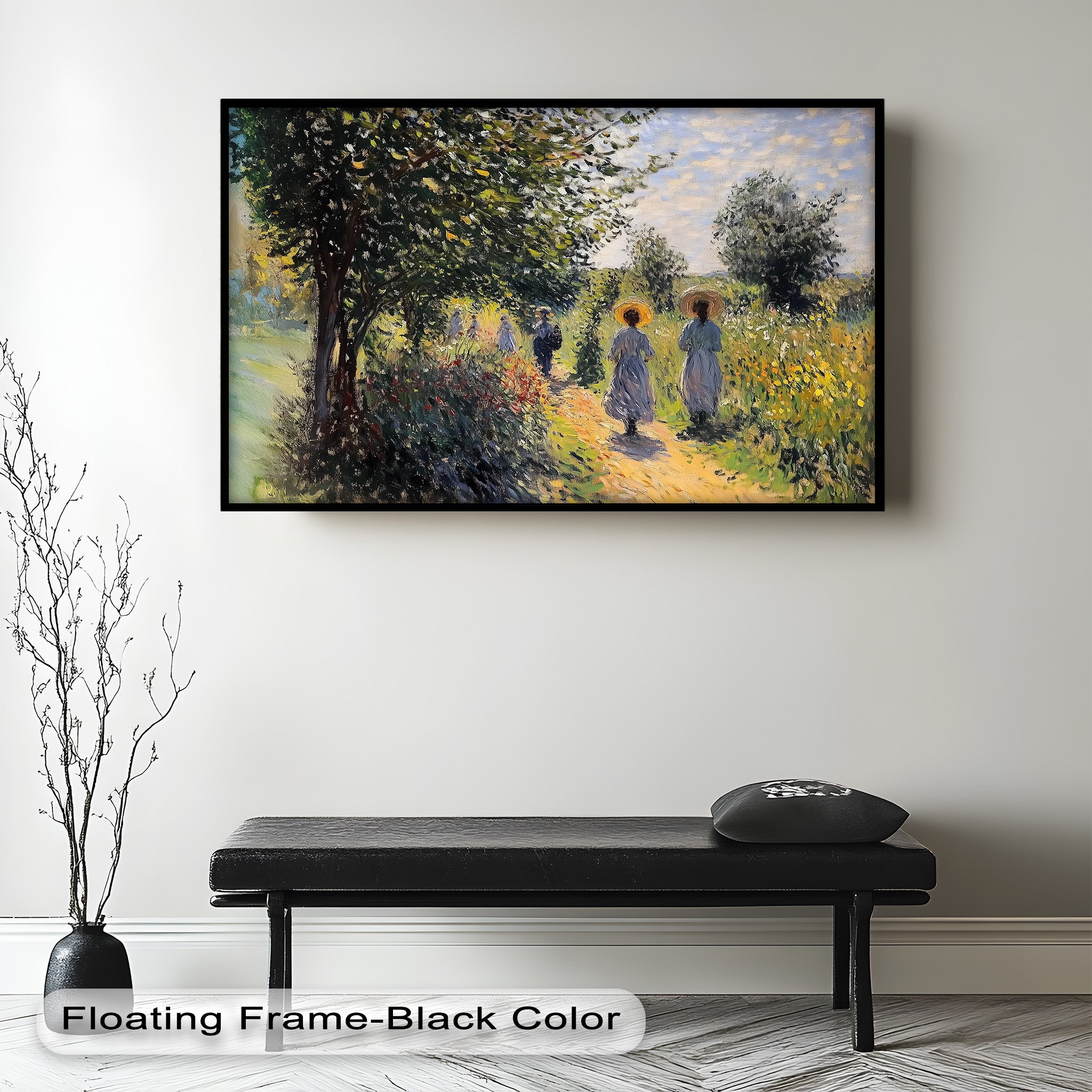 Afternoon Stroll - Sun Dappled Garden Walk Oil Painting Wall Art - Hand Painted Landscape Canvas for Living Room, Bedroom Decor - Perfect Gift for Home & Office