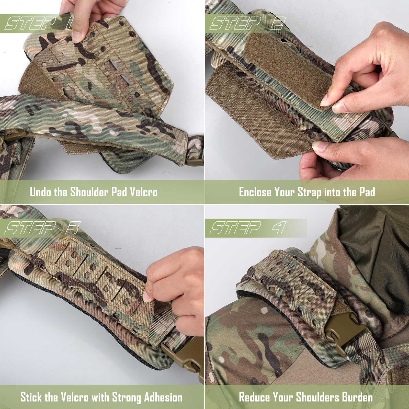 WYNEX Tactical Shoulder Strap Pads for Plate Carriers - 2 Pack Soft Mesh Cushion Pads for Men's Tactical Vests & Gear - Ideal for Military, Airsoft, Hunting & Outdoor Activities