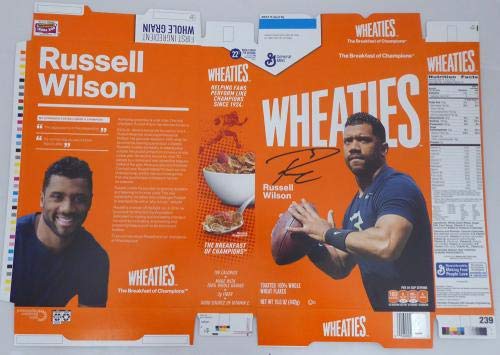 Russell Wilson Autographed Wheaties Box Seattle Seahawks RW Holo Stock #145847 - PSA Graded Football Trading Card for Collectors & Sports Fans - Perfect for Display, Investment & Memorabilia Collections