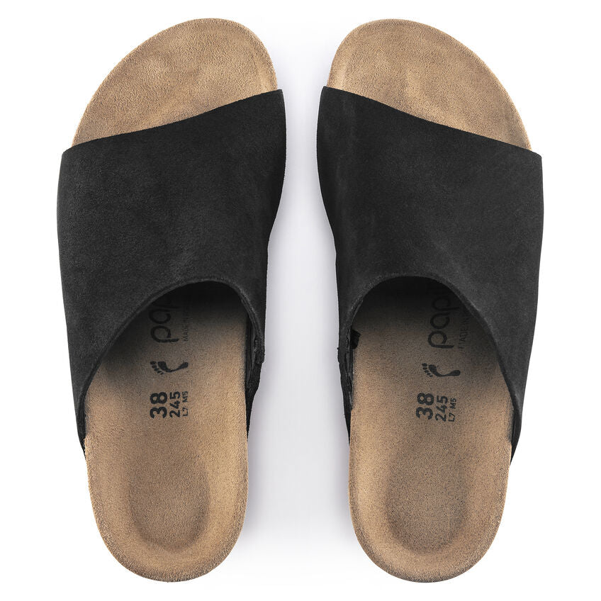 Birkenstock Papillio Namica Suede Leather Sandals for Women - Comfortable Black Slide Sandals for Casual Wear, Walking & Summer Outfits
