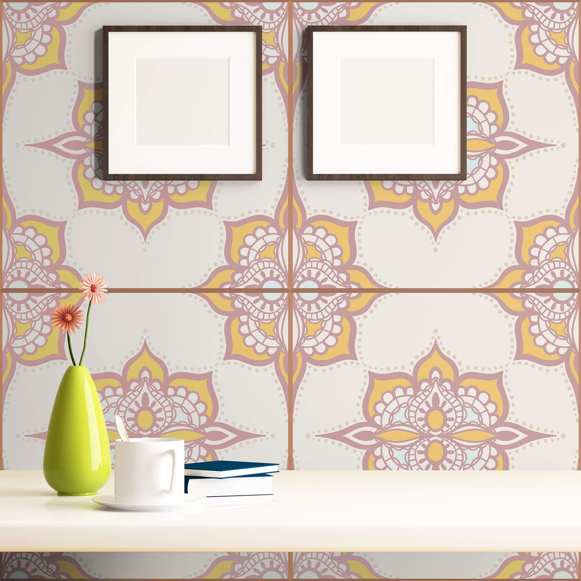 Lavender Damask Tile Adhesive Peel and Stick Removable Wallpaper - 30ft Self-Adhesive Wallpaper for Kitchen Backsplash, Bathroom, Nursery & Home Decor