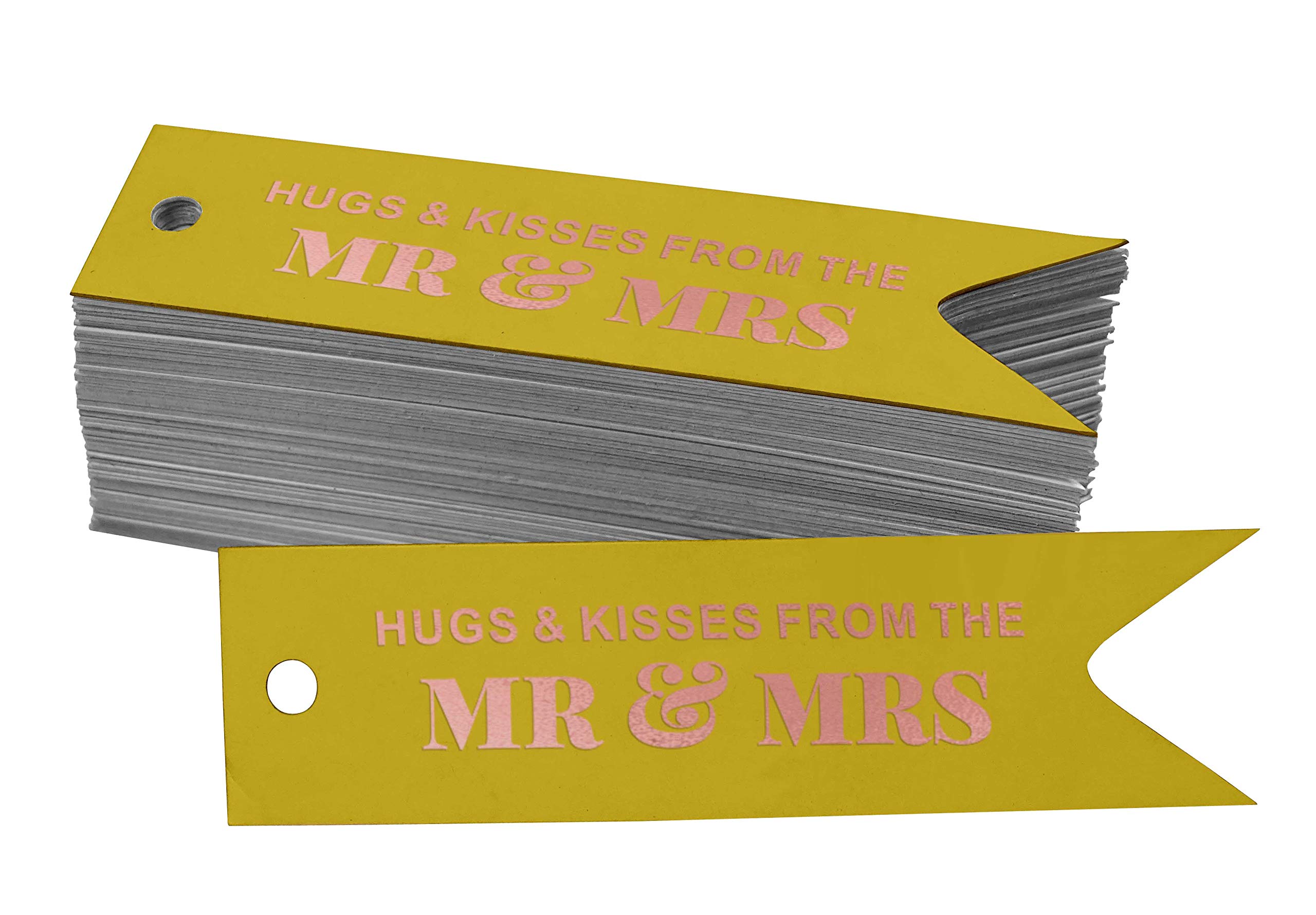 50pcs Real Rose Gold Foil Hugs & Kisses Wedding Favor Tags - Elegant Hanging Paper Tags for Bridal Shower, Anniversary & Romantic Party Decorations