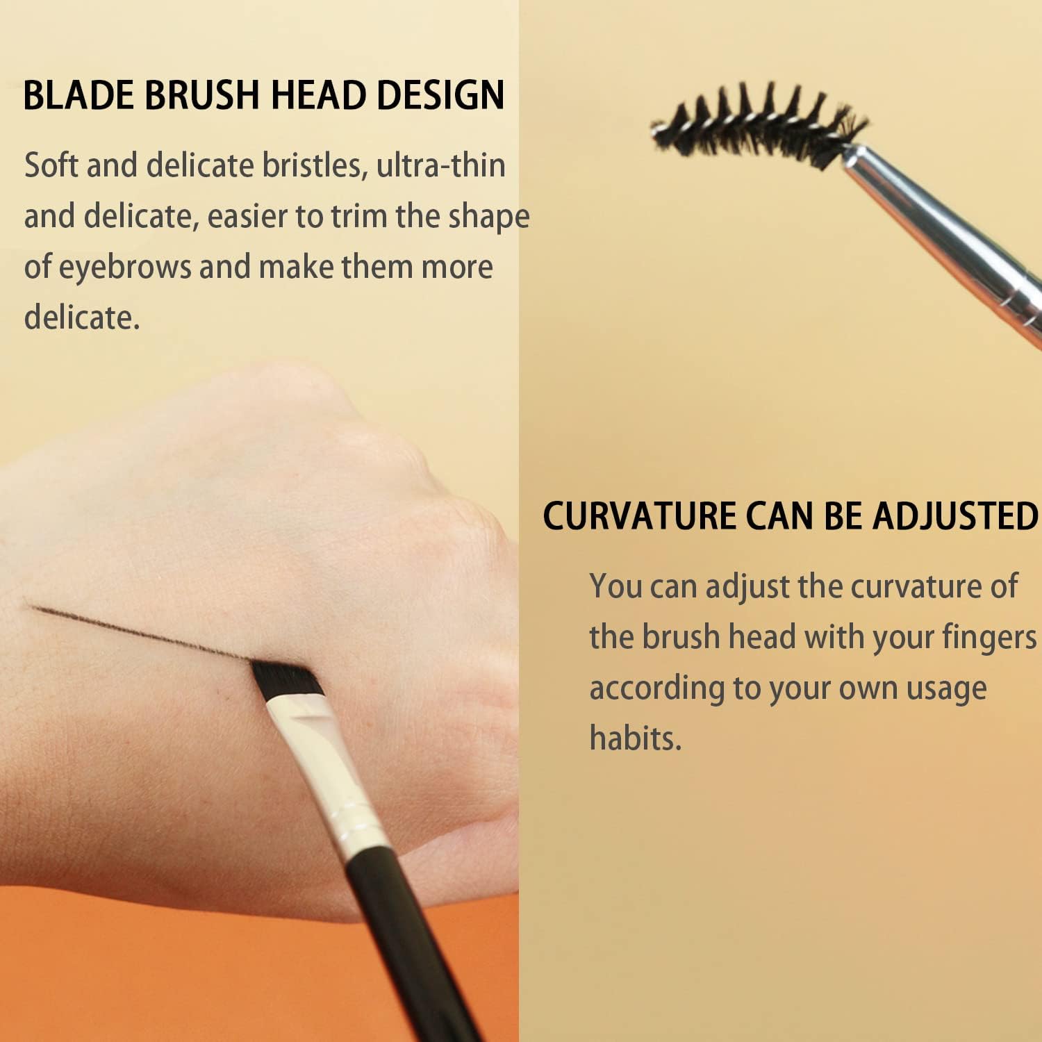 Double Ended Eyebrow Brush & Spoolie - Angled Brow Brush for Precision Application & Blending of Eyebrow Powders, Waxes & Gels - Professional Makeup Tool for Perfect Brows - Ideal for Home, Travel & Salon Use