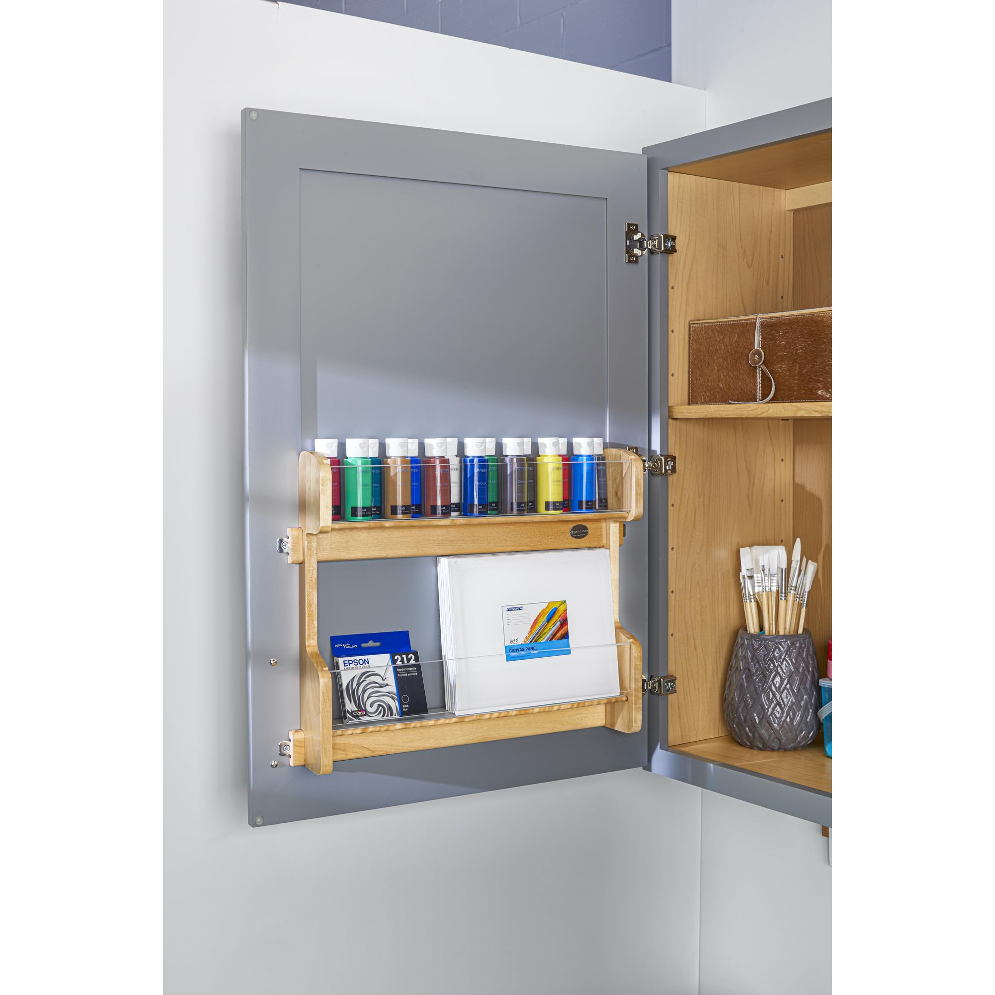 Rev-A-Shelf 2-Tier 24-Inch Door Mount Vanity Storage Rack - Natural Maple Organizer for Bathroom, Kitchen & Pantry - Space Saving Solution for Toiletries, Spices & Cleaning Supplies (Model 4VR-21-1)