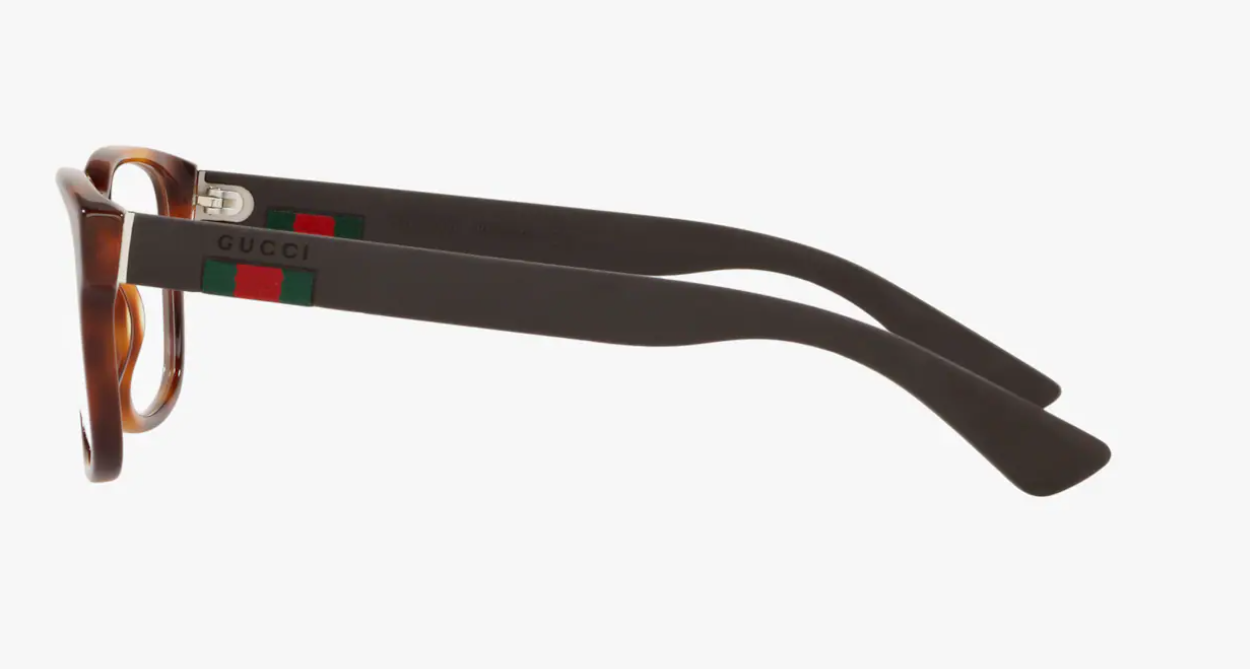 Gucci GG 0011O 009 Havana/Black Transparent Rectangular Unisex Eyeglasses - Stylish & Lightweight Glasses for Men & Women - Perfect for Reading, Driving & Fashion Accessories