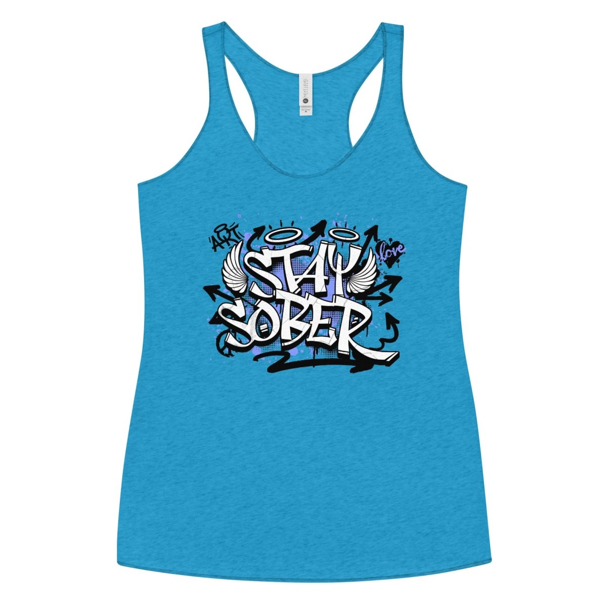 Stay Sober Women's Racerback Tank Top - Blue Inspiration - Gym Workout & Yoga Apparel