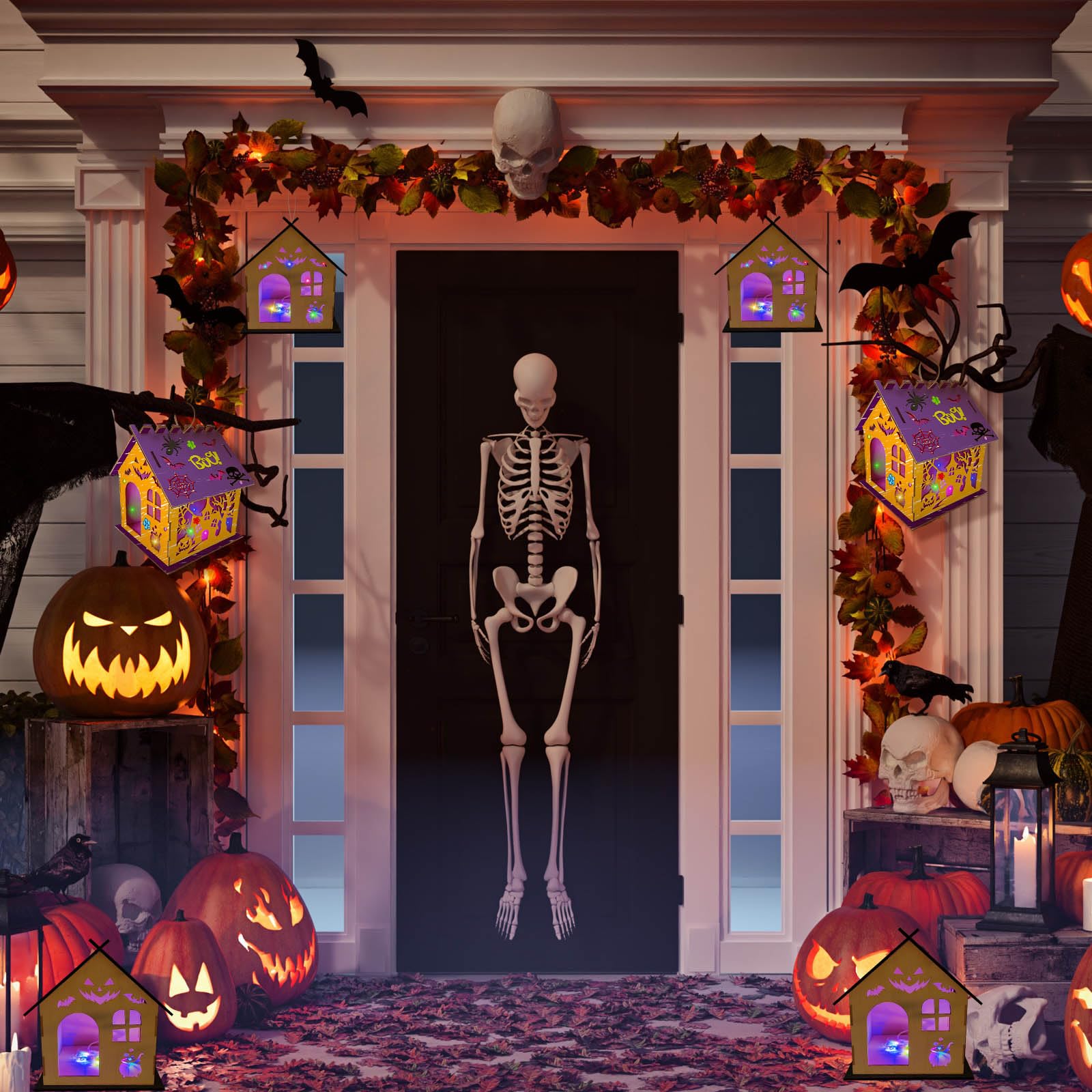 6 Set DIY Wooden Halloween Castle House Craft Kit - Build & Paint Unfinished Haunted House Art Project | Bulk Halloween Party Decorations for Kids & Adults | Perfect for Fall Festivals, Classroom Activities & Home Decor