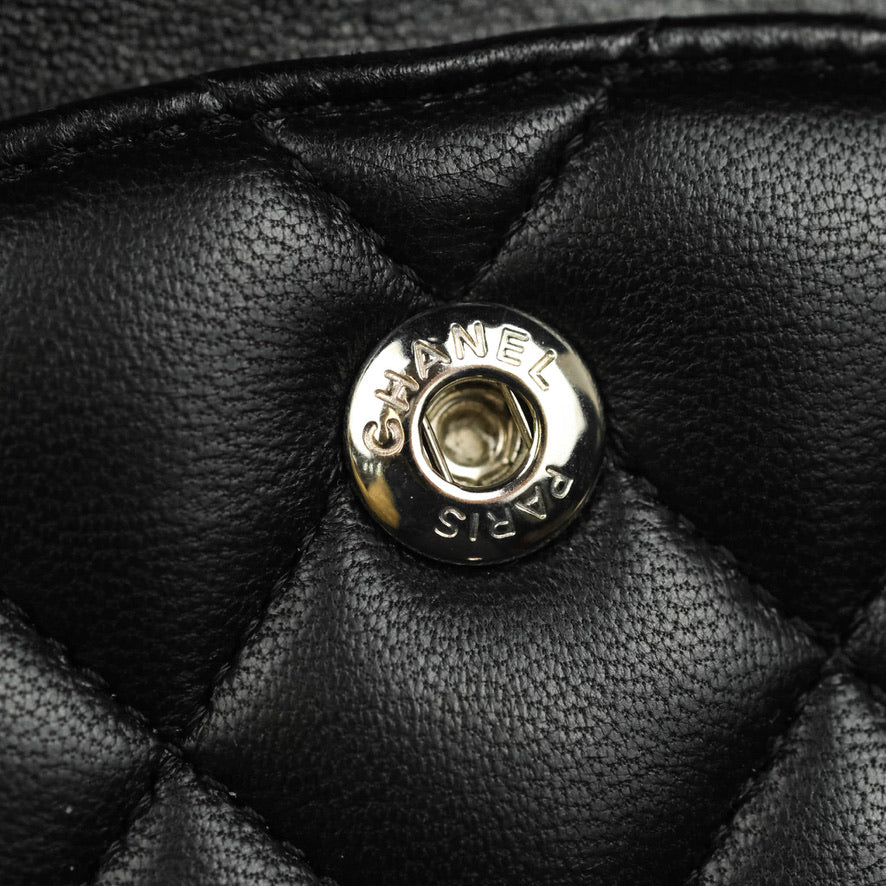 Chanel Classic Medium Double Flap Bag Black Lambskin Leather with Silver Hardware - Luxury Handbag for Women, Perfect for Parties, Work & Everyday Use