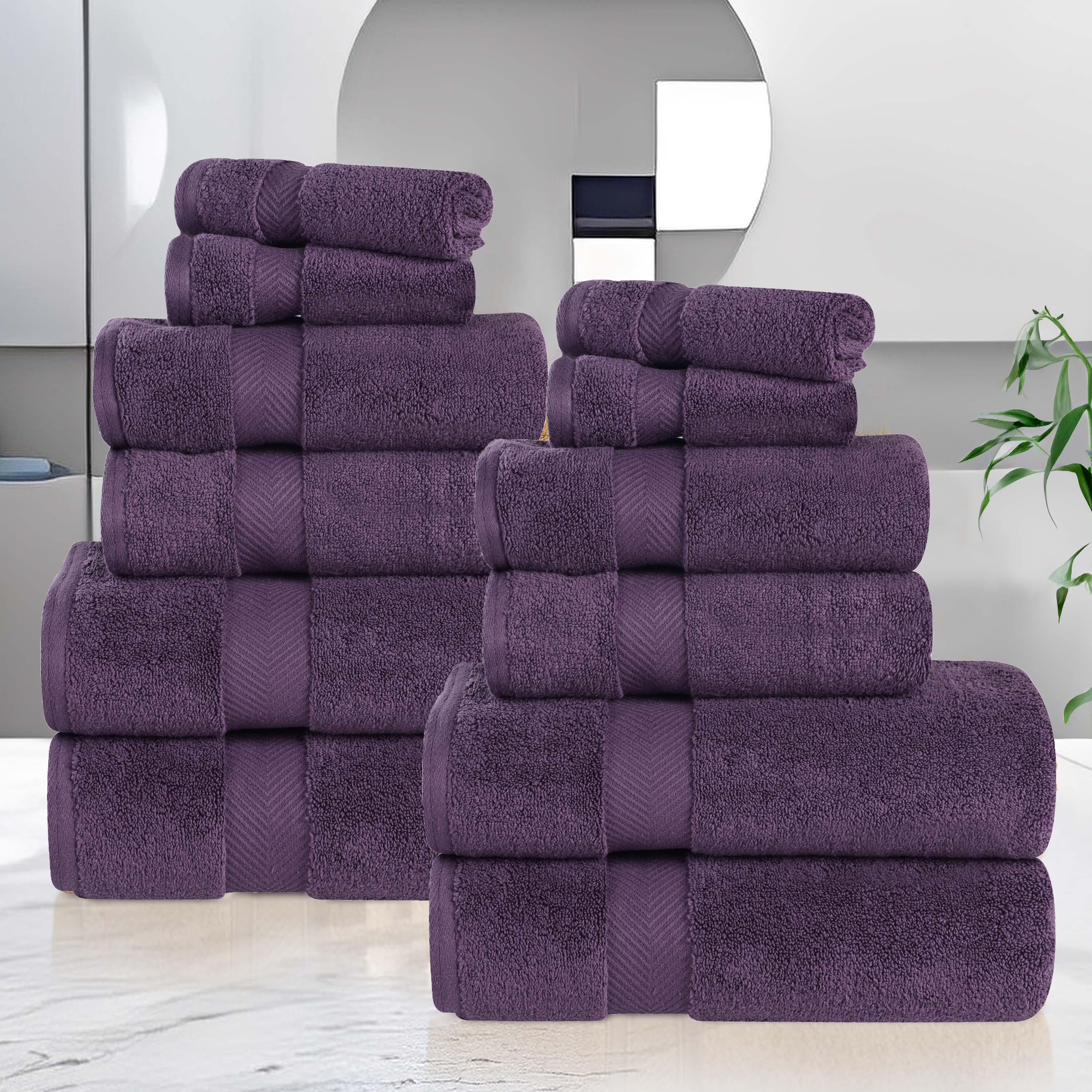 Premium Zero Twist Cotton Towels - Ultra Soft & Highly Absorbent 12-Piece Bath Towel Set for Spa, Gym & Luxury Home Use
