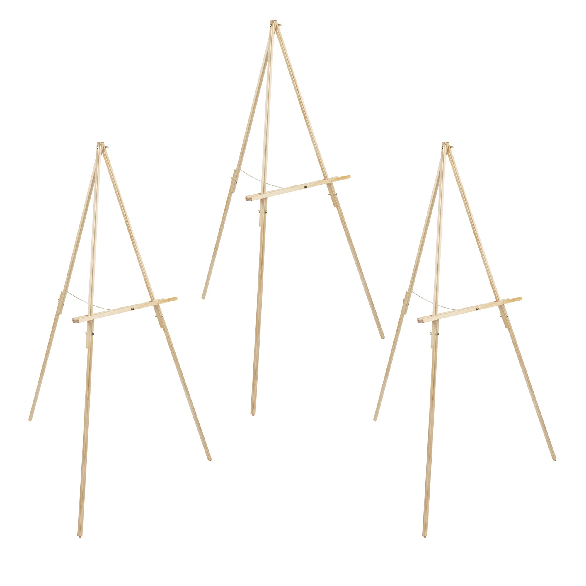 Creative Mark Thrifty Wood Tripod Display Easel Stand for Painting - Pack of 3 | Durable Lightweight Adjustable Angle Artist Easel | Beechwood Finish | Perfect for Drawing, Painting & Art Displays | Home Studio, Classroom & Outdoor Use