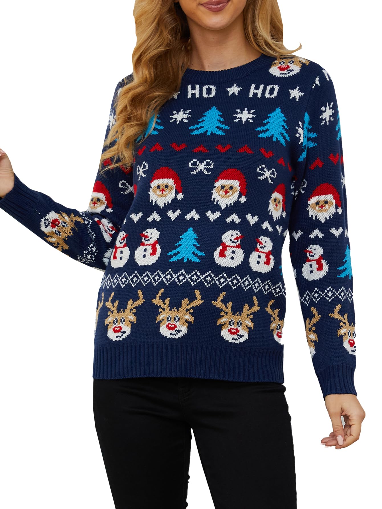 Festive Ugly Christmas Sweater for Women - Holiday Crewneck Sweatshirt Long Sleeve Pullover Top | Perfect for Christmas Parties, Family Gatherings & Office Holiday Events
