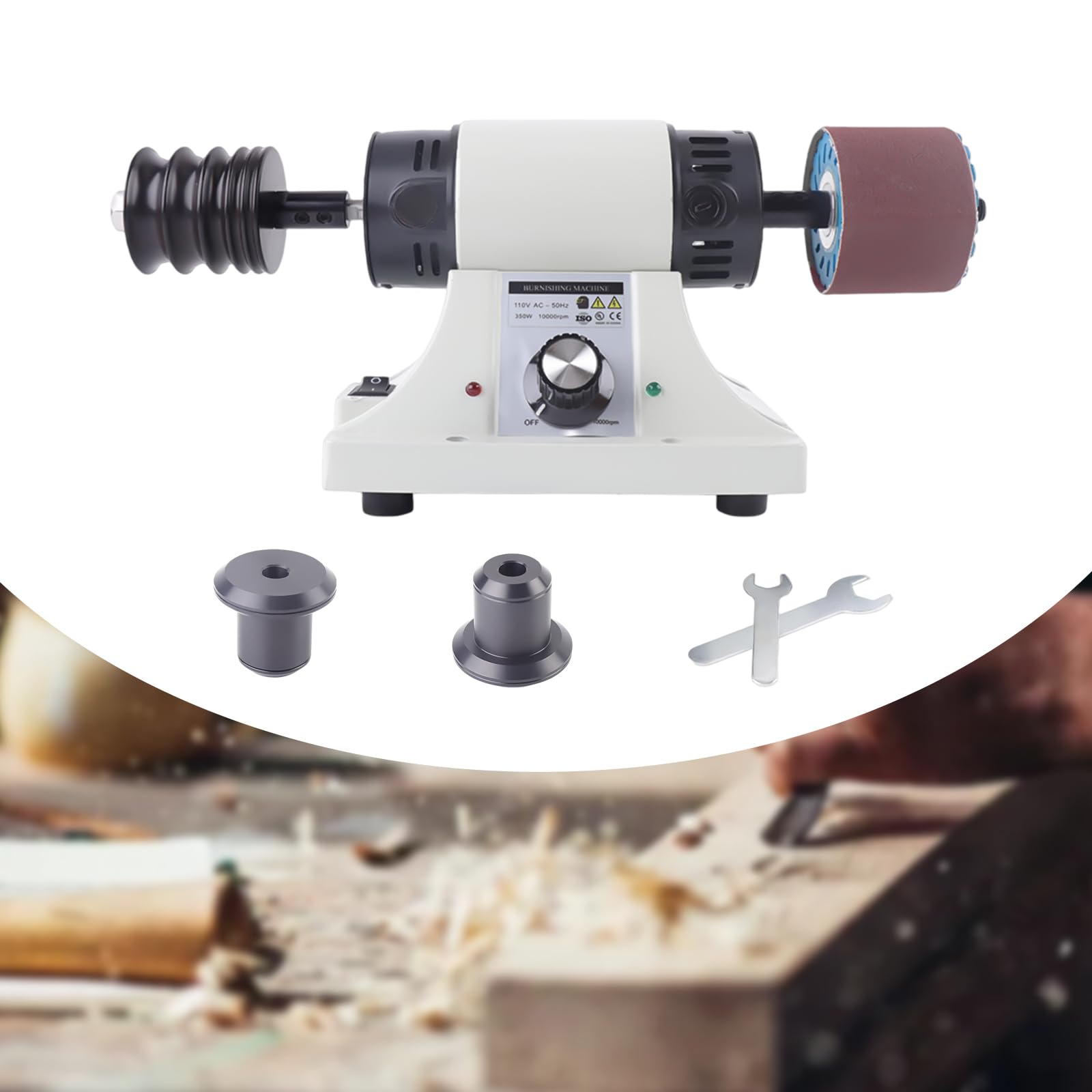110V 350W Electric Leather Edge Burnishing Machine & Polisher Sander - 0-8000 RPM Adjustable Speed with US Plug - Perfect for Leather Crafting, Shoe Repair & DIY Projects