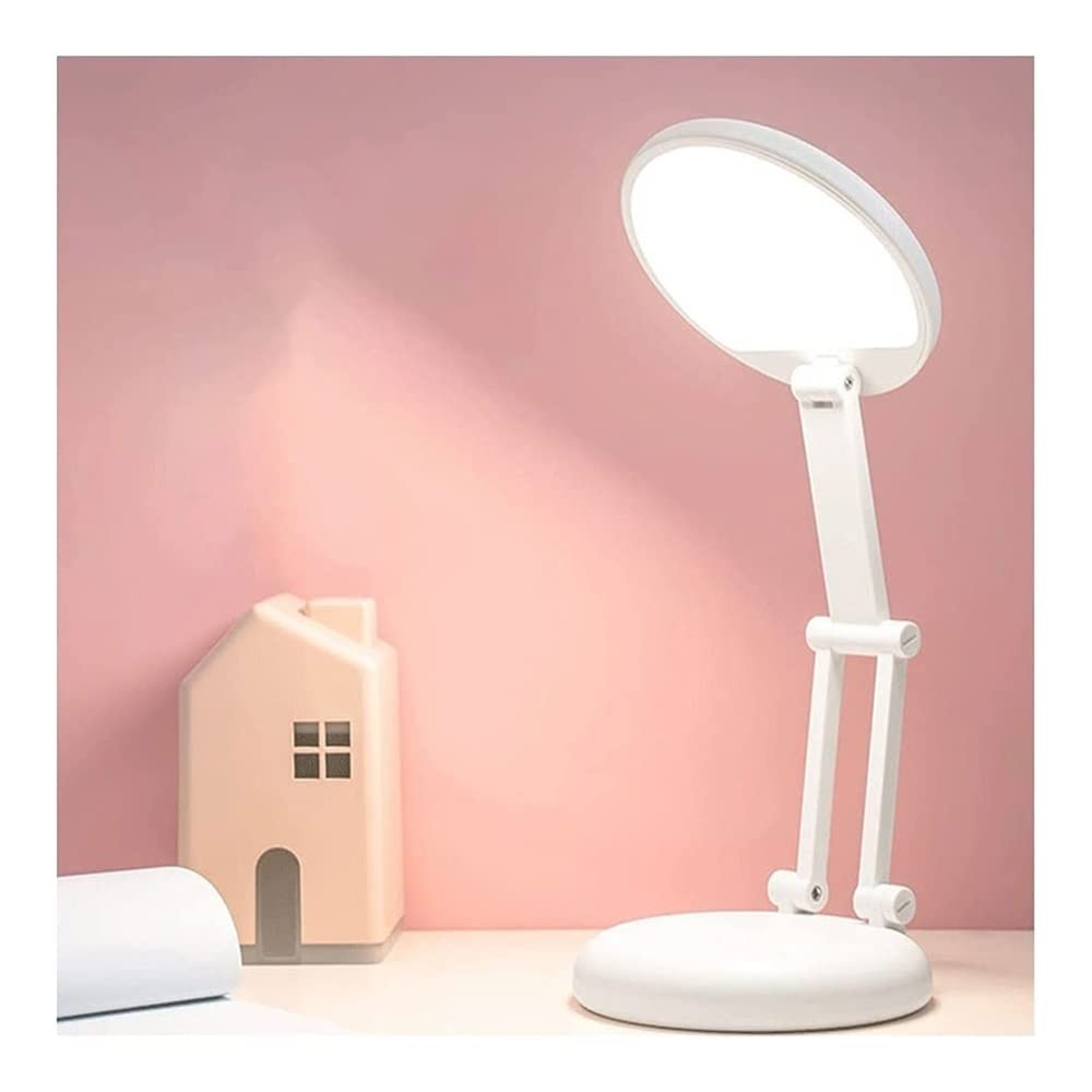 Adjustable Gooseneck Desk Lamp with USB Charging Port - Dimmable Touch Control LED Reading Light, Portable Collapsible Office Table Lamp (White, 1200mAh Battery) - Perfect for Home Office, Study, Nightstand & Dorm Room Lighting