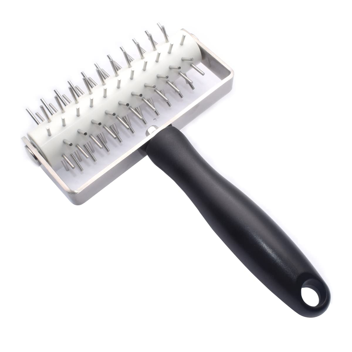 AMPSEVEN Professional Stainless Steel Pizza Dough Docker Roller - Pastry Dough Spiked Roller for Homemade Baking, Cakes, Crackers & Pies | Prevents Air Bubbles in Dough | Perfect for Home Bakers & Commercial Kitchens