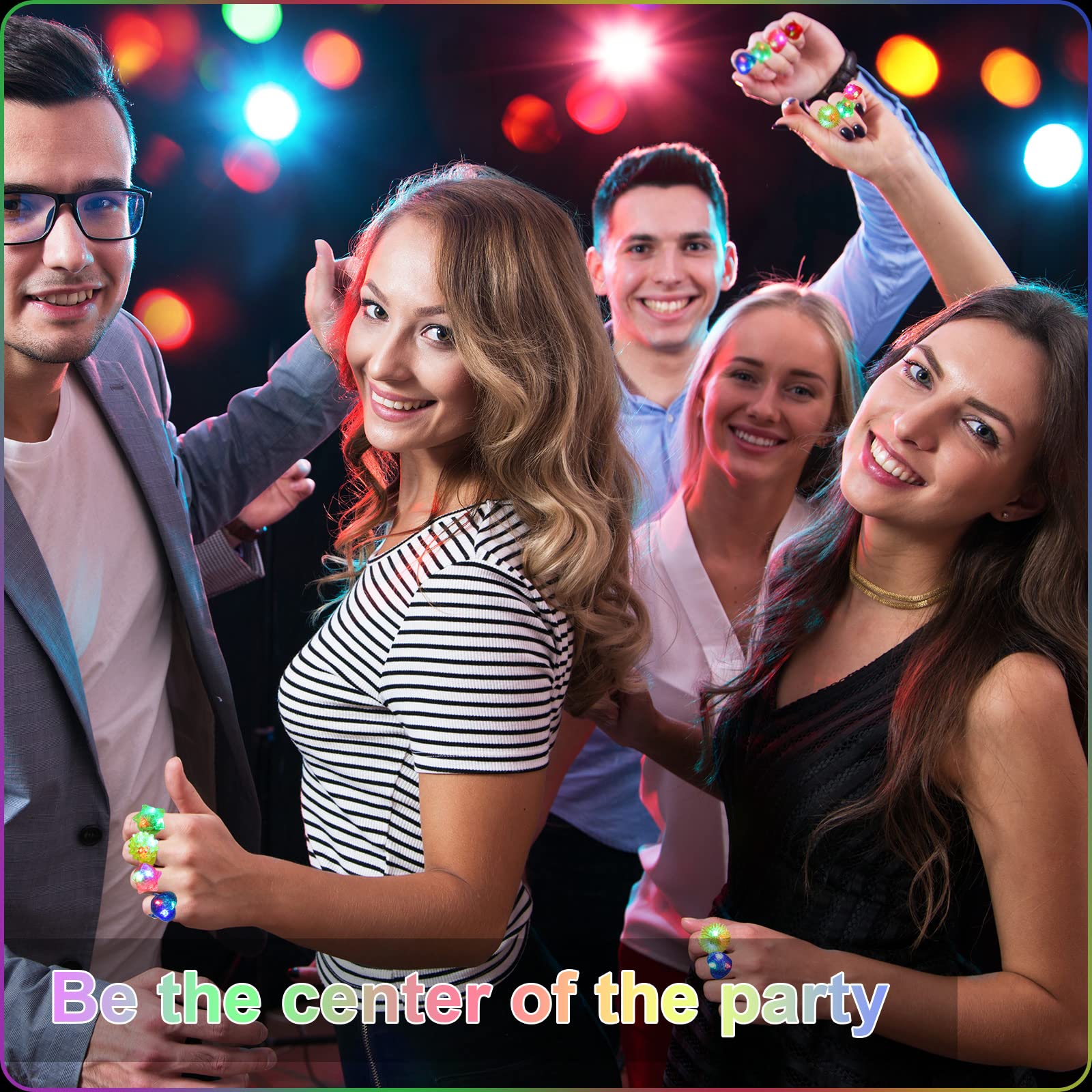 216-Piece LED Light Up Rings - 6 Styles Flashing Glow in Dark Party Rings, Bumpy Rubber Blinking Rings for Raves, Concerts, Halloween & Birthday Parties - Perfect Party Favors, Dance Accessories & Gift Ideas