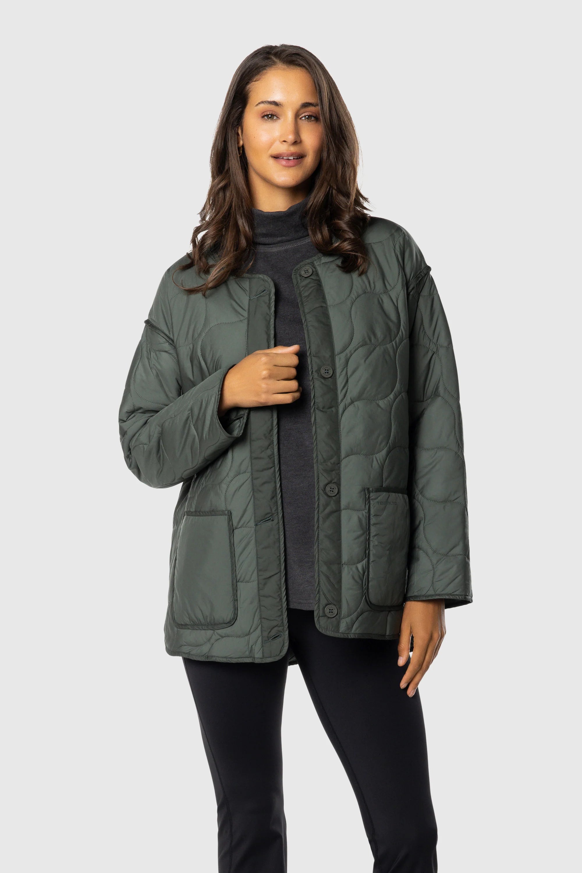 Quilted Jacket for Women - Lightweight Green Puffer Coat with Warm Filling, Water-Resistant Outdoor Winter Jacket - Perfect for Hiking, Skiing & Cold Weather Fashion