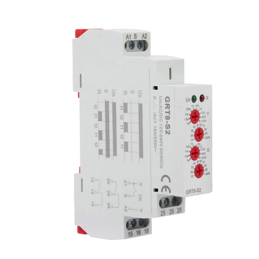 Oumefar Timer Relay Switch AC/DC 12-240V DIN Rail Mount - Mini Asymmetric Cycle Delay ON/Off Control for Industrial Automation, HVAC Systems & Lighting Control