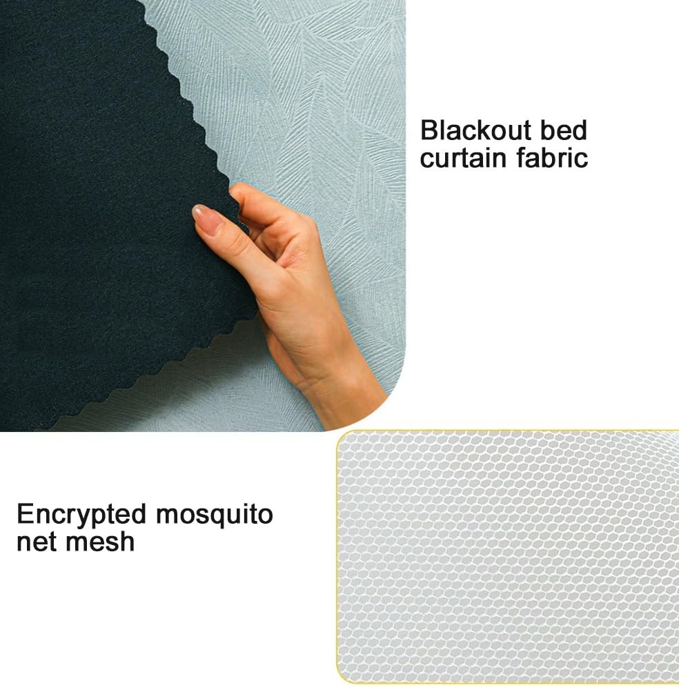 Bunk Bed Canopy Curtain Set with Frame - Top & Lower Bunk Bed Tent with Mosquito Net - Beige Loft Bed Curtains for Kids & Teens - Perfect for Dorm Rooms, Bedrooms & Sleepovers
