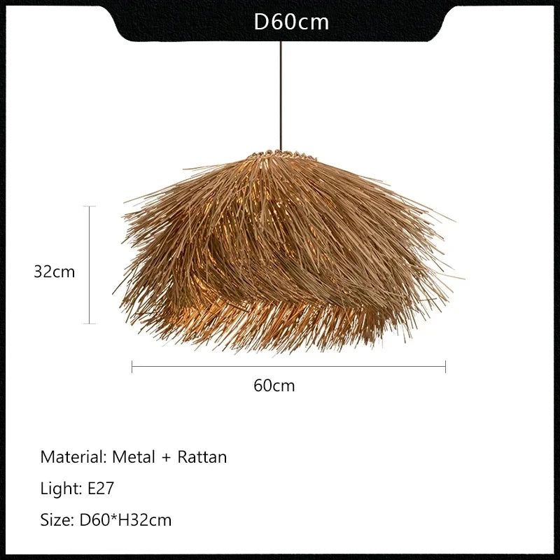 Hand Woven Rattan LED Pendant Light - Modern Boho Ceiling Lamp for Living Room, Bedroom & Dining Room Decor