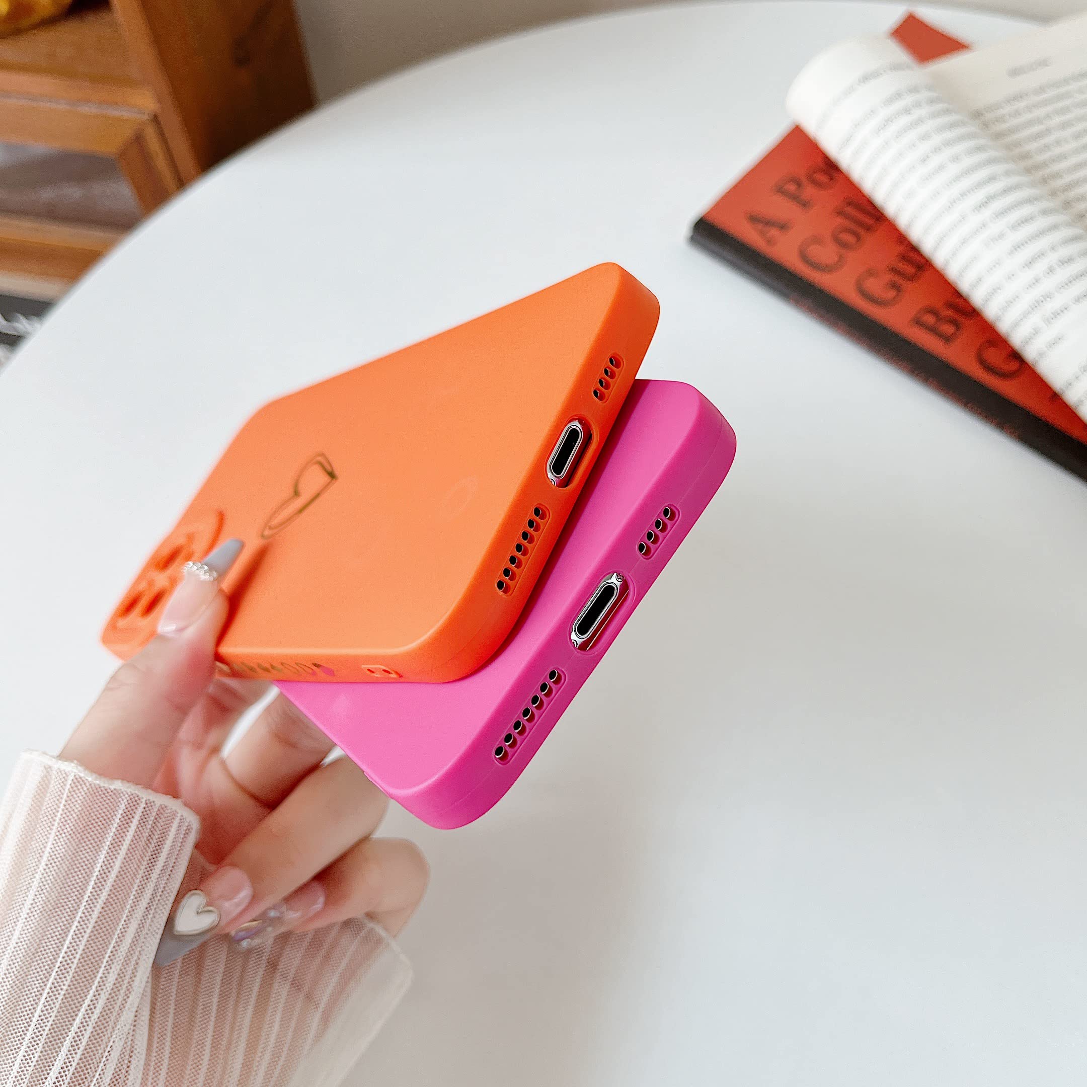 Qokey iPhone 11 Pro Max Case (6.5 Inch 2019) - Cute Heart Design with Anti-Scratch & Shockproof Protection | Soft TPU Cover with Camera Protection | Anti-Fingerprint & Anti-Drop for Women & Men | Perfect for Daily Use, Travel & Outdoor Activities (Orange)