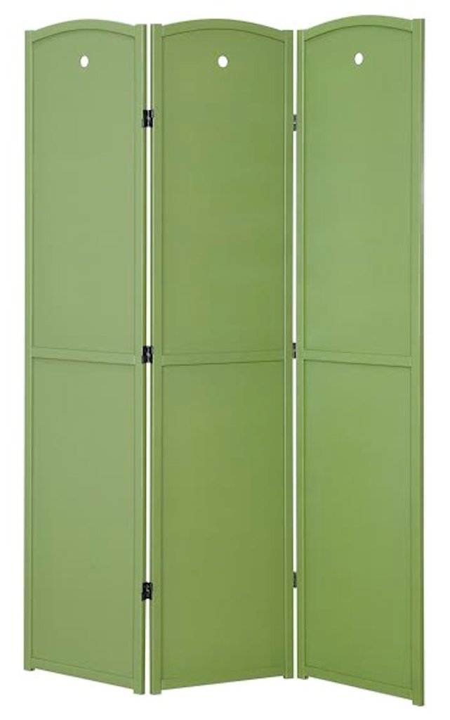Legacy Decor 3-Panel Wooden Room Divider Privacy Screen - Green Folding Partition for Classroom, Nursery, Kids Room & Office Space - Natural Wood Privacy Panel for Home Decor and Space Separation