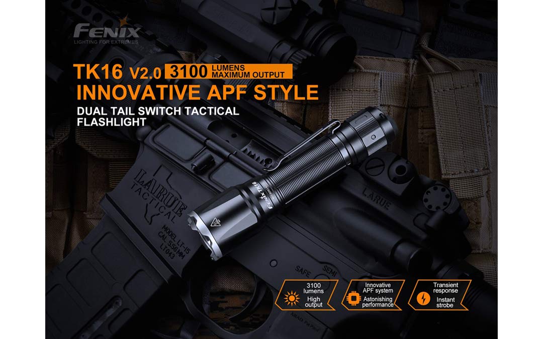 Fenix TK16 v2.0 Tactical Flashlight - 3100 Lumens Ultra Bright, USB-C Rechargeable LED Flashlight with LumenTac Organizer | Perfect for Camping, Hiking, Emergency & Outdoor Adventures