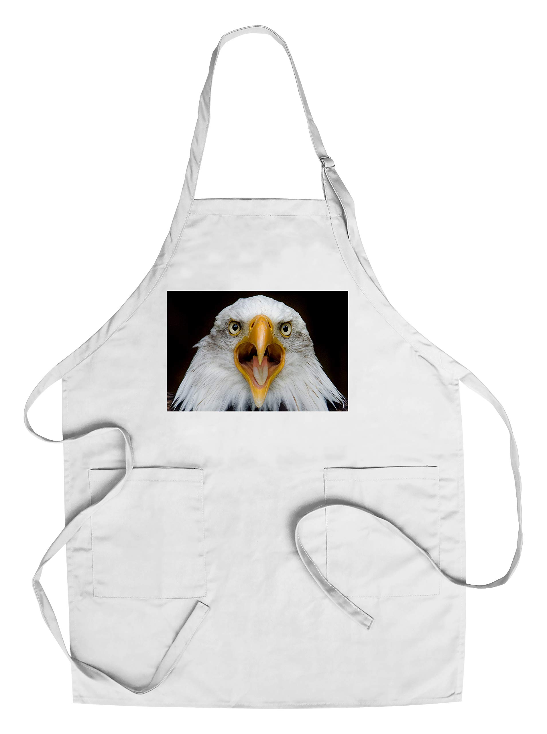 Bald Eagle Face Cotton Canvas Apron - Unisex Kitchen Cooking Baking Grilling Apron with Pockets - Perfect for BBQ, Camping & Outdoor Cooking