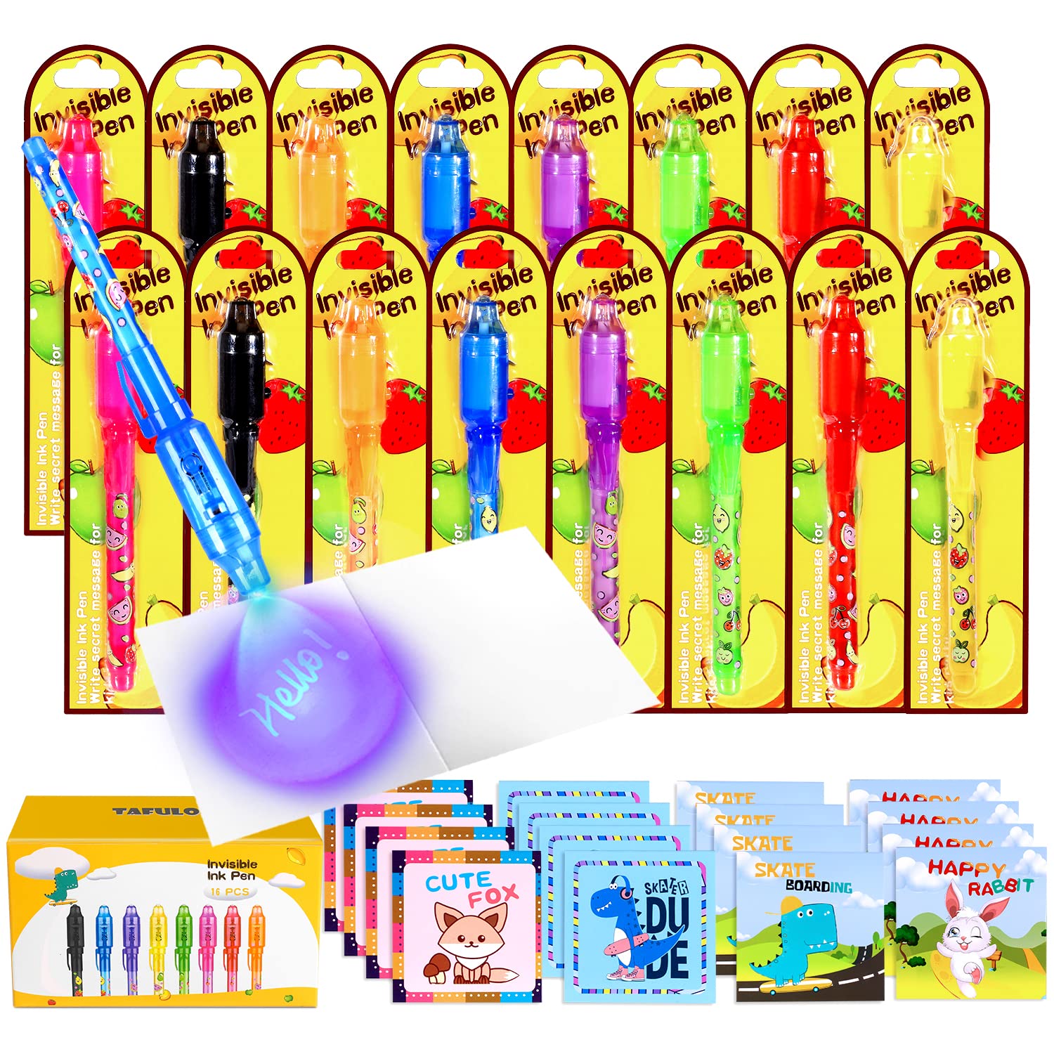 Invisible Ink Pen Set for Kids - Secret Message Magic Markers, Fun Party Favors & Outdoor Activity Toys for Boys & Girls Ages 6-12 - Perfect for Birthday Gifts, Spy Games & Creative Play (FP-SP-16-16A)