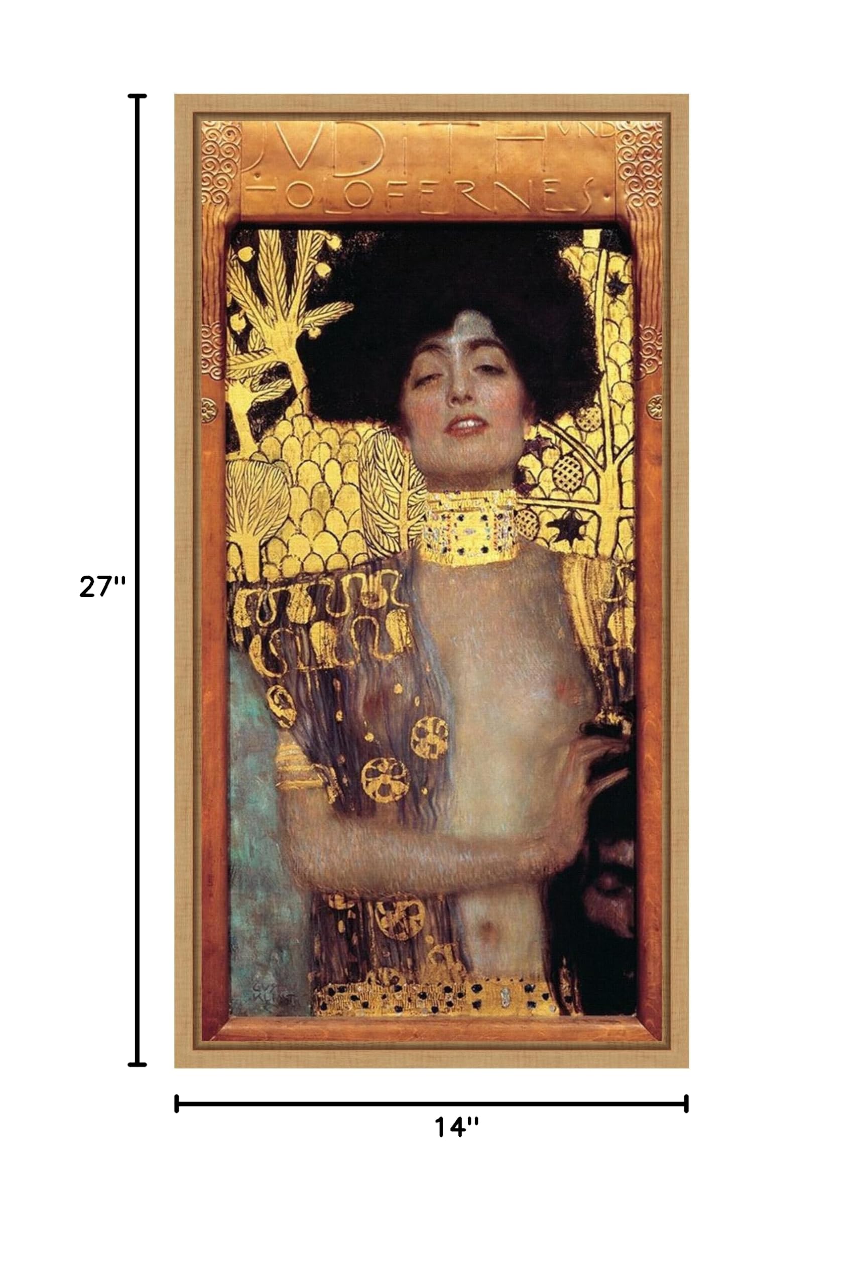 Amanti Art Framed Canvas Wall Art - Gustav Klimt Judith I Abstract Painting 27x14 Inch, Modern Framed Wall Decor for Living Room, Bedroom, Office | Perfect for Home, Office & Gift Giving