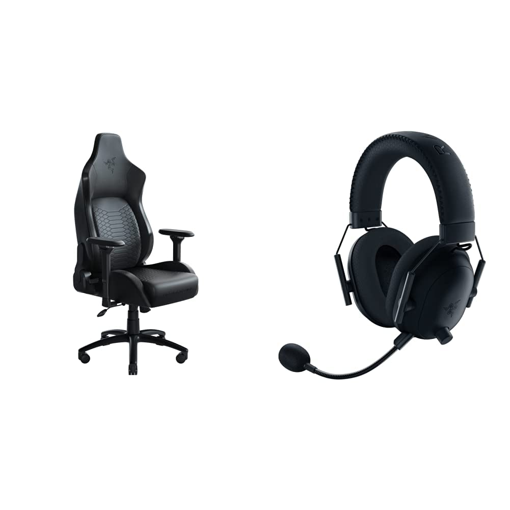 Razer Iskur Ergonomic Gaming Chair with Lumbar Support System - Black | Comfortable PC & Console Gaming Chair for Office & Home Use    Black Shark V2 Pro Wireless Gaming Headset - Black | Noise Cancelling Headphones for PC, PS5, Xbox & Mobile Gaming