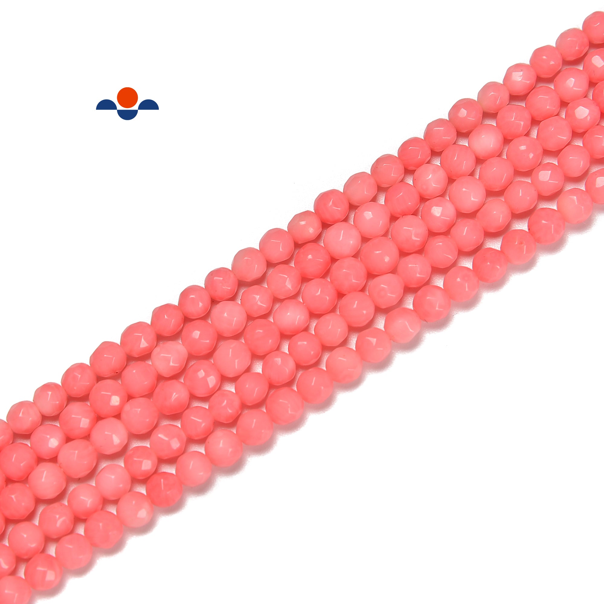 Pink Bamboo Coral Faceted Round Beads - 2mm 3mm 4mm Sizes - 15.5 Inch Strand for Jewelry Making, DIY Crafts, Bracelets & Necklaces