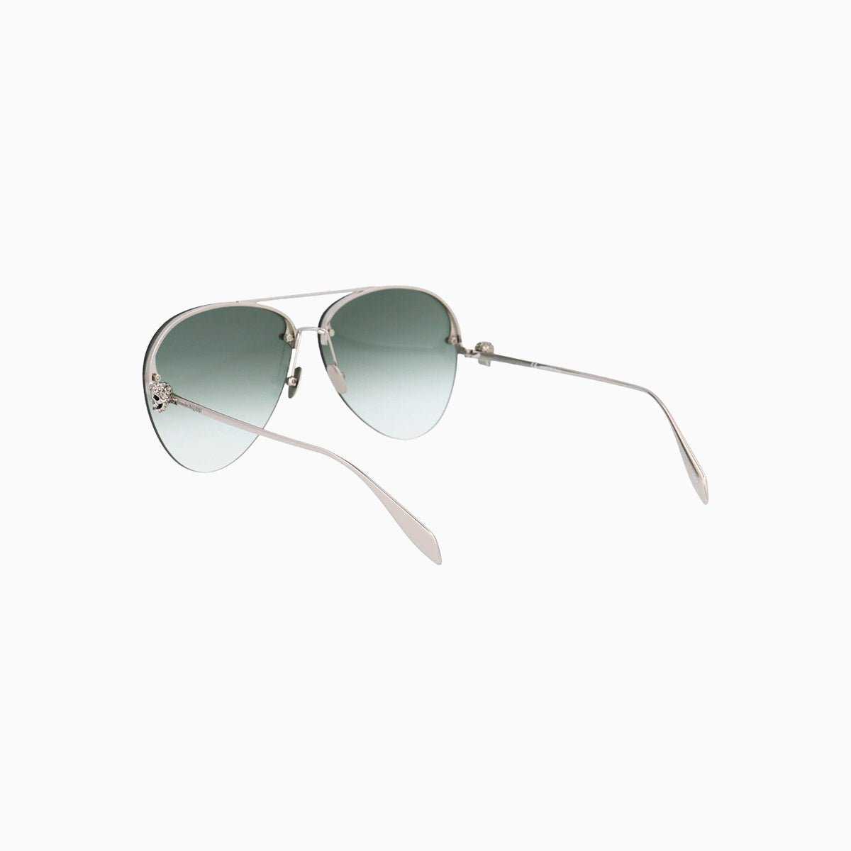 Alexander McQueen Silver Green Sunglasses for Women - Luxury Designer Shades for Fashion & UV Protection | Perfect for Beach, Driving & Outdoor Activities