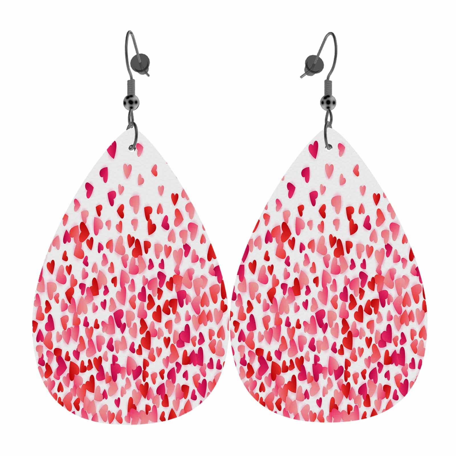 Red Flying Hearts Leather Dangle Earrings for Women - Lightweight Teardrop Double-Sided Leaf Earrings with Love & Passion Design | Perfect for Valentine's Day, Date Night & Romantic Occasions