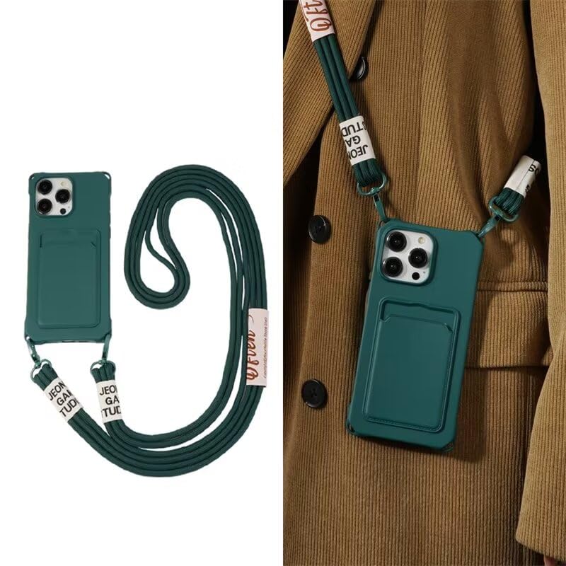 Miagon Crossbody Wallet Phone Case for iPhone 14 Pro Max - Card Holder & Shockproof Protective TPU Soft Case with Adjustable Neck Shoulder Strap for Women & Men - Perfect for Travel, Shopping & Daily Use