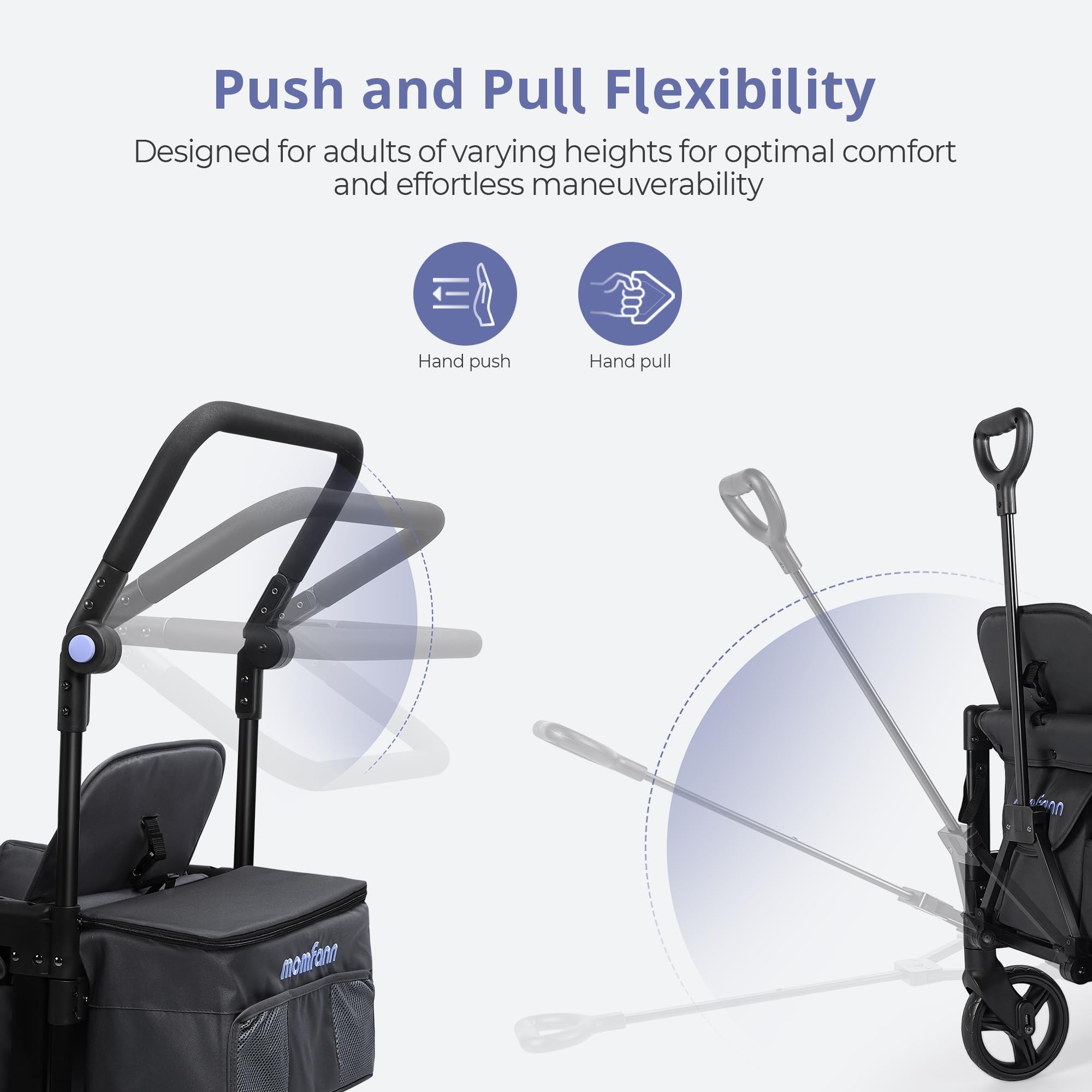 Foldable Wagon Stroller for 2 Kids - Double Seat Baby Stroller with Canopy, Adjustable Handle & Pull Bar - Compact Design for Toddlers & Infants - Perfect for Beach, Park, Zoo & Outdoor Adventures (Space Grey)
