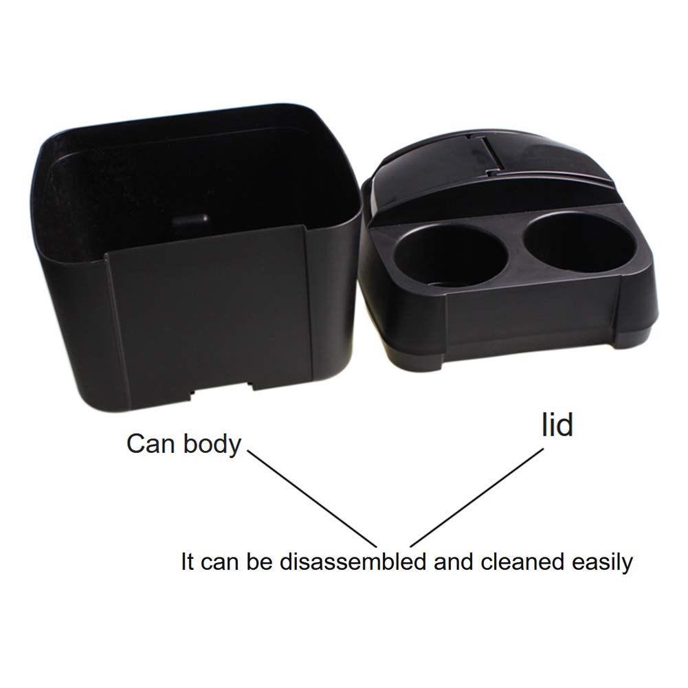 Universal Car Organizer - Multifunctional Storage Box with Cup Holder, Phone Slot, Trash Can for Keys, Wallet, Coins, Snacks & Drinks | Perfect for Road Trips, Commuting & Travel (Black)