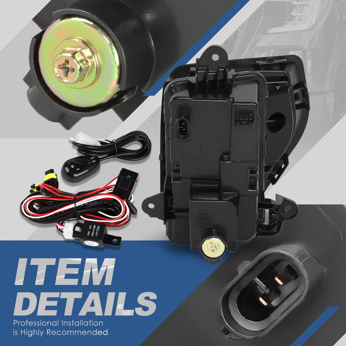 Auto Dynasty Full LED Front Bumper Driving Fog Light Lamps with Switch & Bezels - Compatible with GMC Sierra 1500 2019-2022 (Driver & Passenger Side, Clear Lens) - Upgrade Your Truck's Night Visibility for Off-Road & Highway Driving