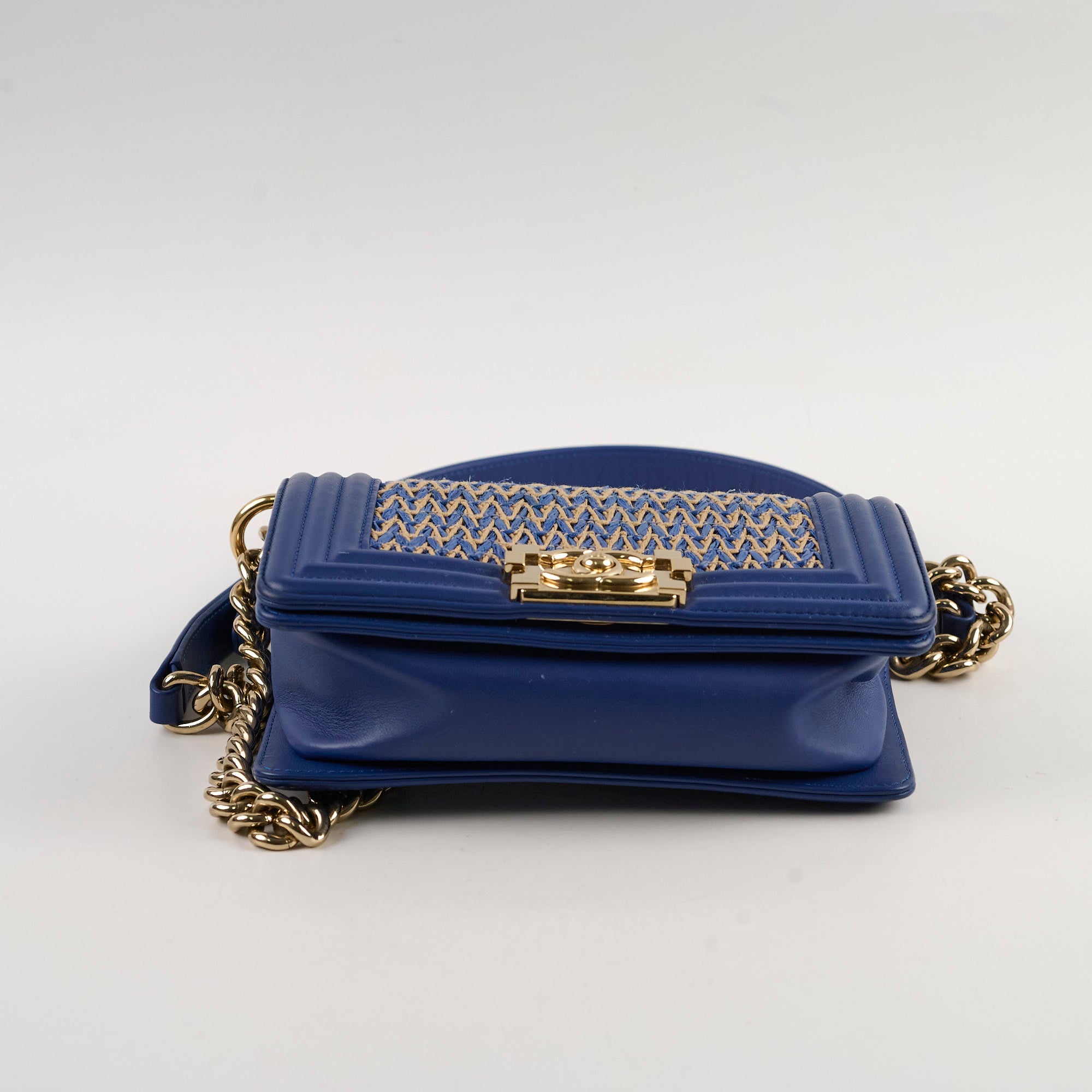 Chanel Small Boy Navy Raffia Crossbody Bag - Luxury Designer Handbag for Women | Perfect for Summer, Travel & Everyday Use