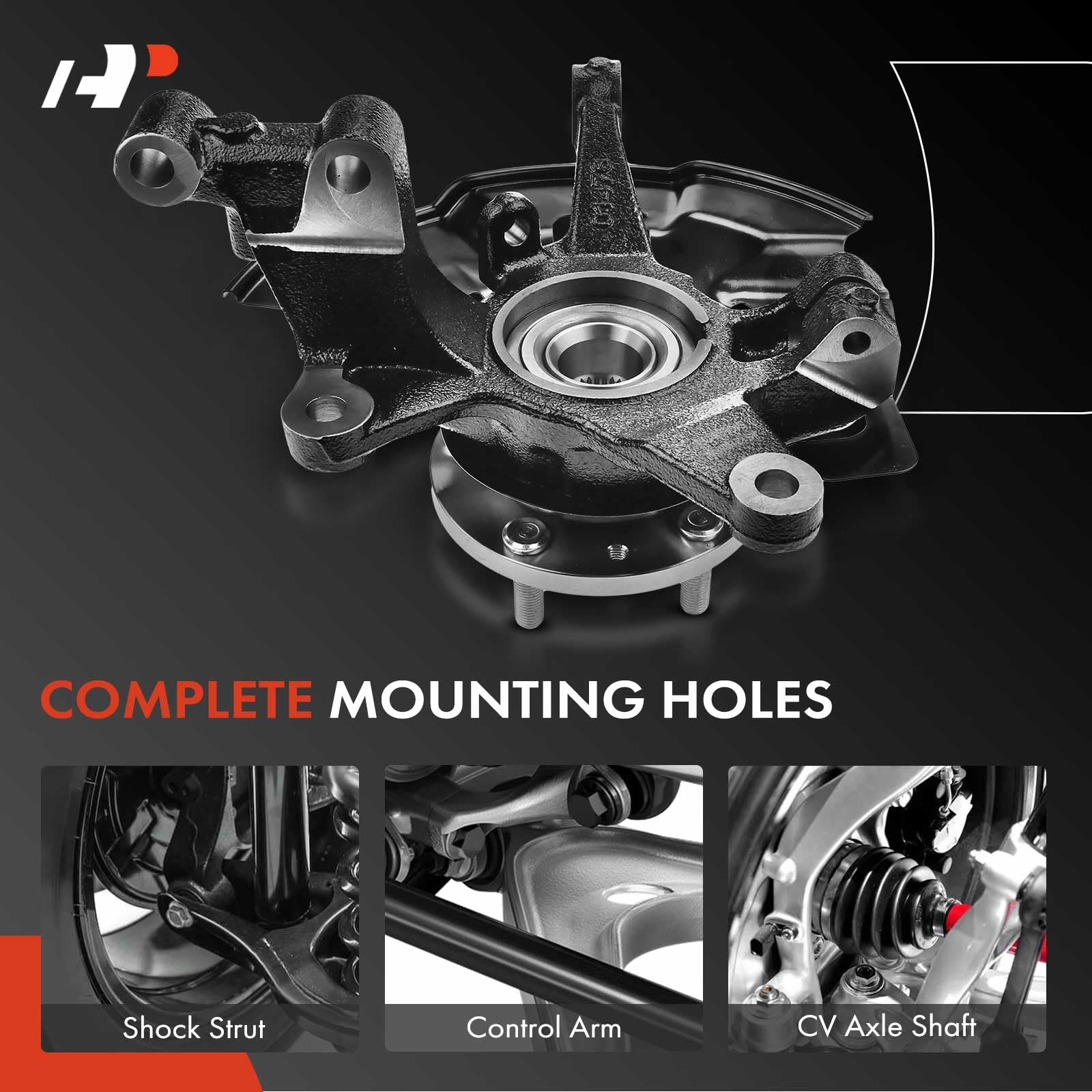Premium 2-Pack Front Steering Knuckle & Wheel Bearing Hub Assembly for Mazda CX-7 (2007-2012) & CX-9 (2007-2015) - Durable Replacement for Smooth Steering & Safe Driving