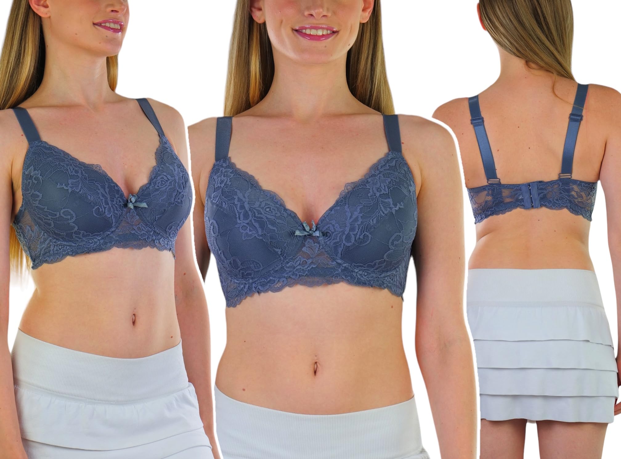 ToBeInStyle Women's Pack of 6 Comfortable Underwire Supportive Padded Bras - Perfect for Everyday Wear, Workout & Lounge