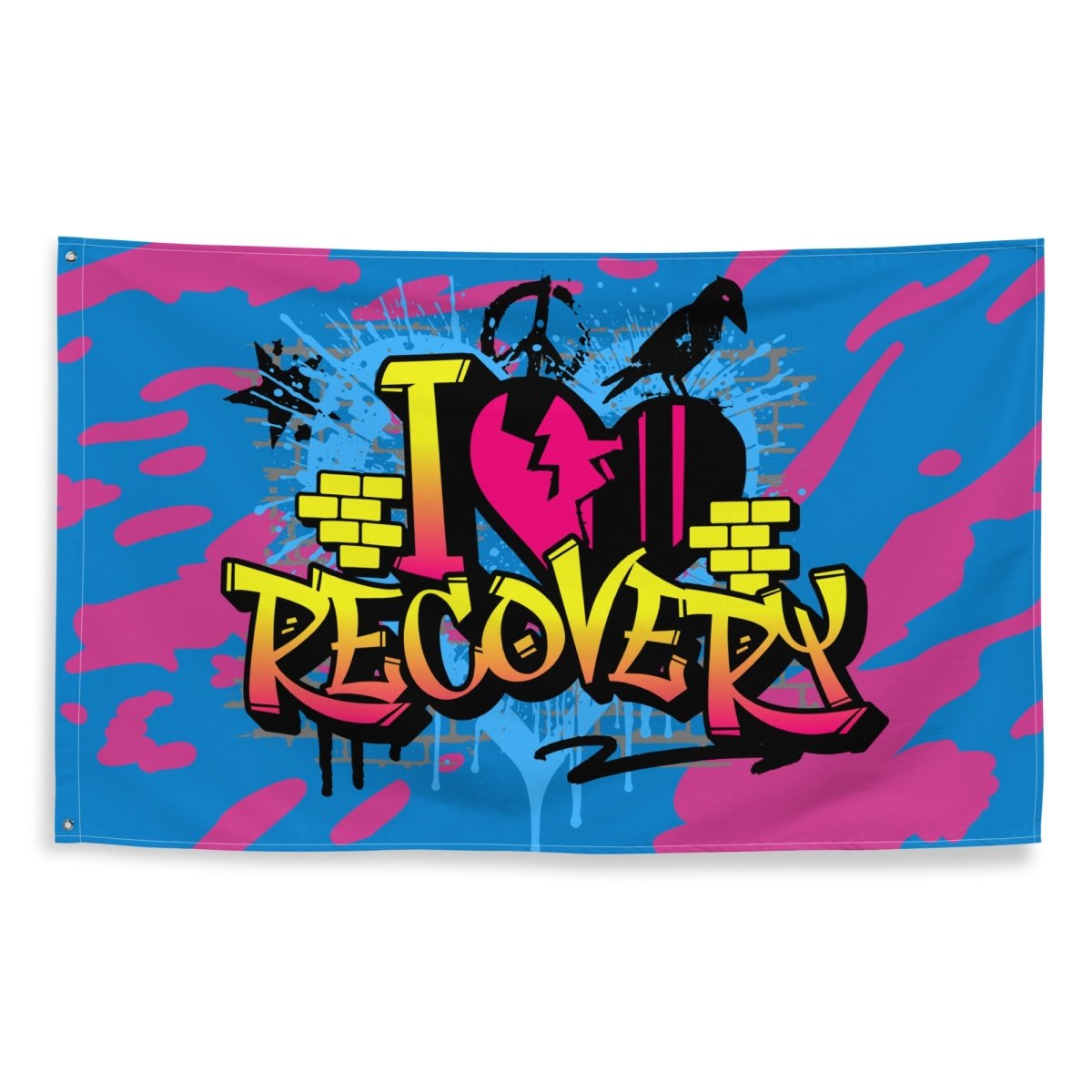 Heart of Recovery Graffiti Flag - Urban Street Art Decor for Home, Office & Events - Perfect for Wall Hanging, Photography Backdrop & Party Decorations