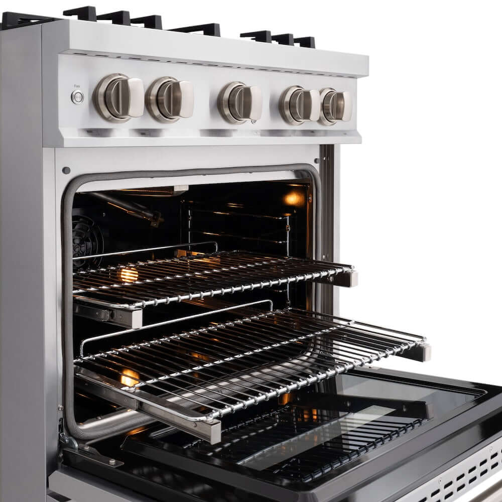 ZLINE 30-Inch 4.2 cu. ft. Stainless Steel Dual Fuel Range - Gas Cooktop & Electric Convection Oven with 4 Brass Burners (CDR BR 30) - Perfect for Home Kitchens & Professional Cooking