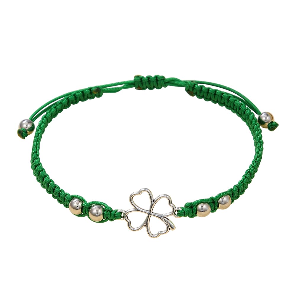 St. Patrick's Day Bracelets - Lucky Green Clover Leaf Beaded Irish Shamrock Rope Bracelet for Women & Men with Gift Card | Holiday Jewelry Gifts for Friends, Family & Coworkers | Perfect for St. Patrick's Day Parties, Parades & Irish-Themed Events