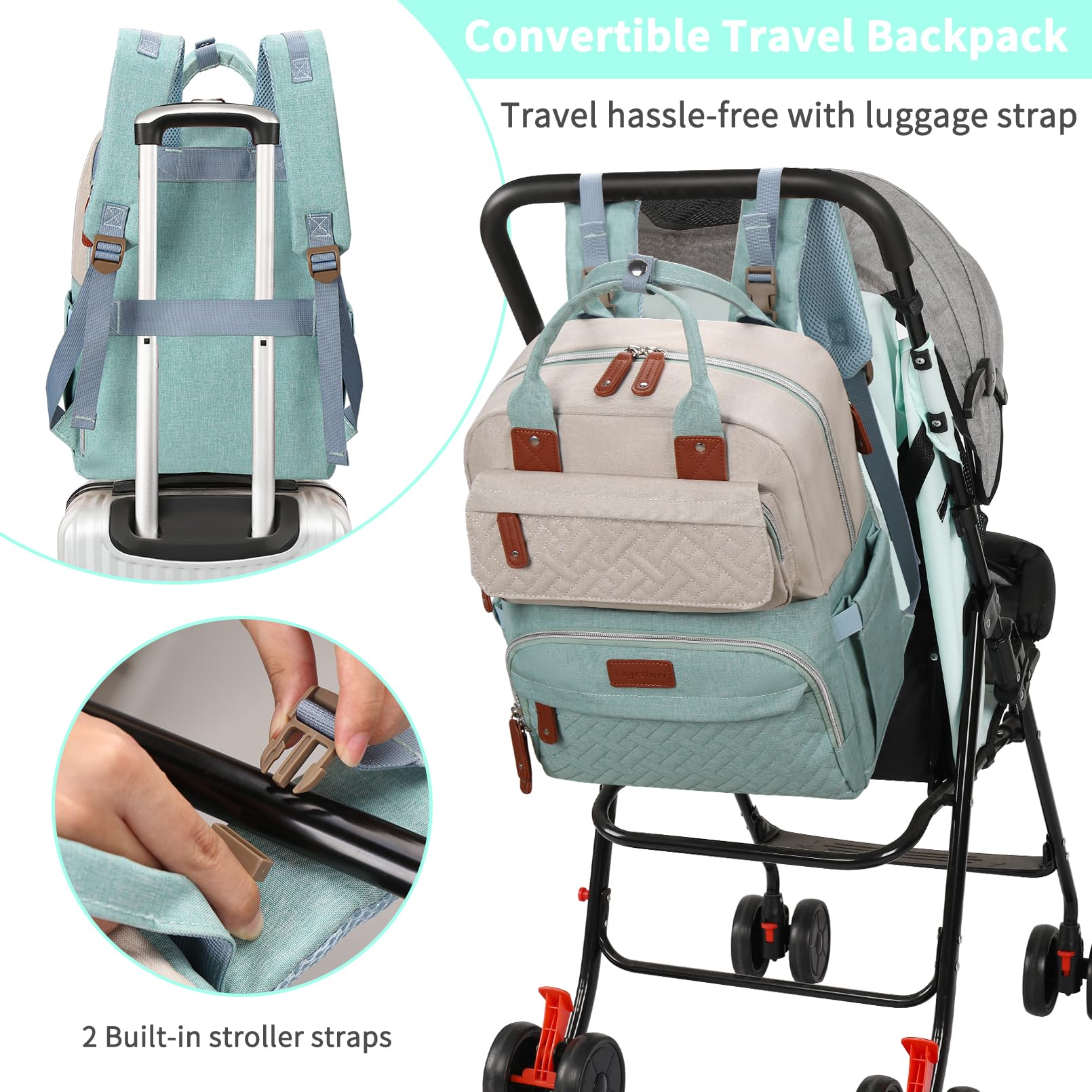 **Waterproof Diaper Backpack for Moms & Dads - Large Baby Travel Bag with Insulated Bottle Pockets & Stroller Straps - Perfect for Daycare, Travel, and On-the-Go Parents**