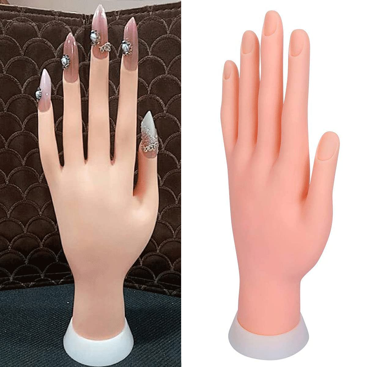 Movable Fake Fingers for Nail Art Practice - Reusable Acrylic Nail Training Hand Model | Perfect for Manicurists, Nail Technicians & DIY Nail Art Enthusiasts at Home or Salon