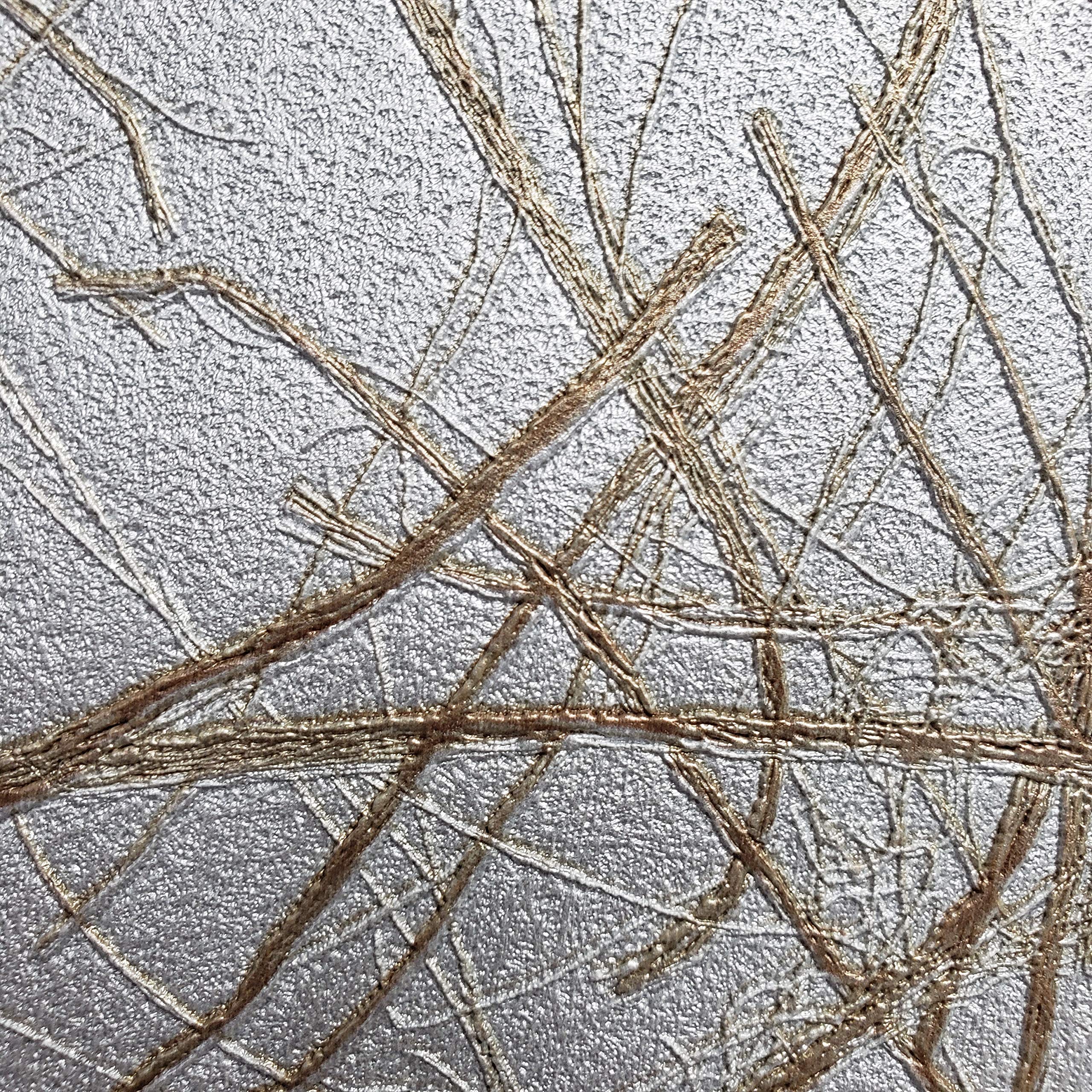 Gray Silver Metallic Gold Faux Grasscloth Vinyl Wallpaper - Textured Plaster Design for Living Room, Bedroom & Office Decor | Waterproof & Peel-and-Stick Roll