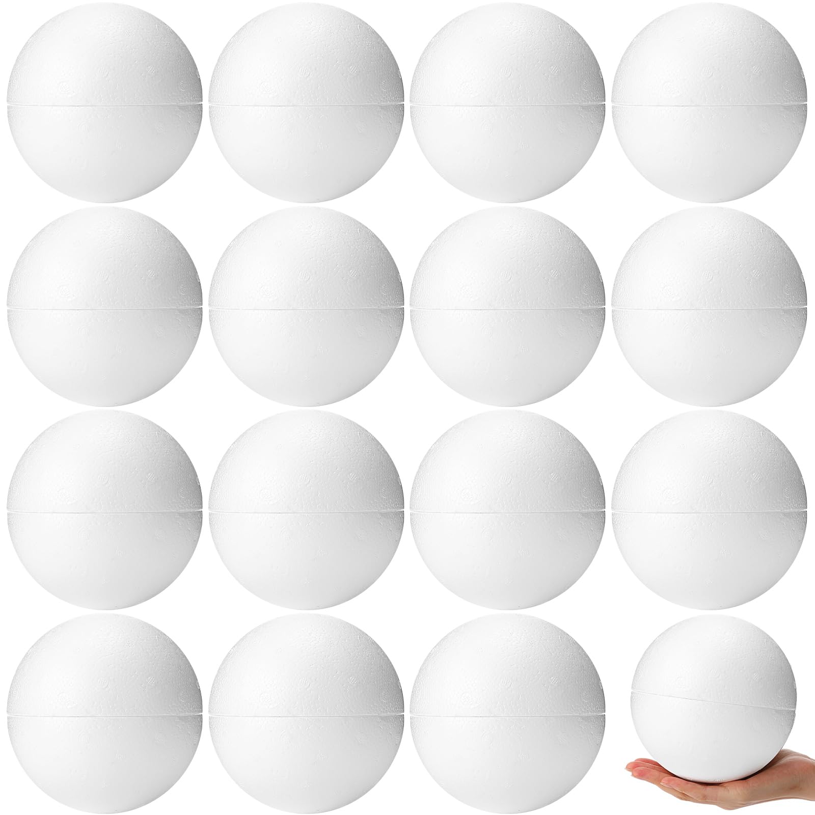 15 Pack 6 Inch Smooth White Polystyrene Foam Balls for DIY Crafts, Art Projects, School Decorations & Holiday Ornaments – Perfect for Painting, Drawing, and Creative Decor