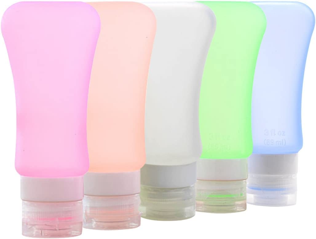 Aoutacc 5 Pack TSA Approved Travel Bottles Set - Leakproof Silicone Containers for Shampoo, Conditioner & Lotion - Perfect for Air Travel, Gym & Vacation Toiletries Organization