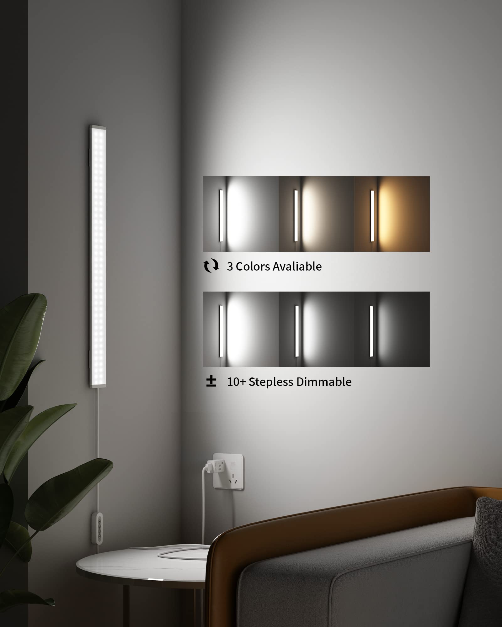 ASOKO 24 Inch Dimmable LED Under Cabinet Lighting Kit with 3 Color Temperatures - Perfect for Kitchen, Closet, Shelf, Counter & Cupboard Lighting